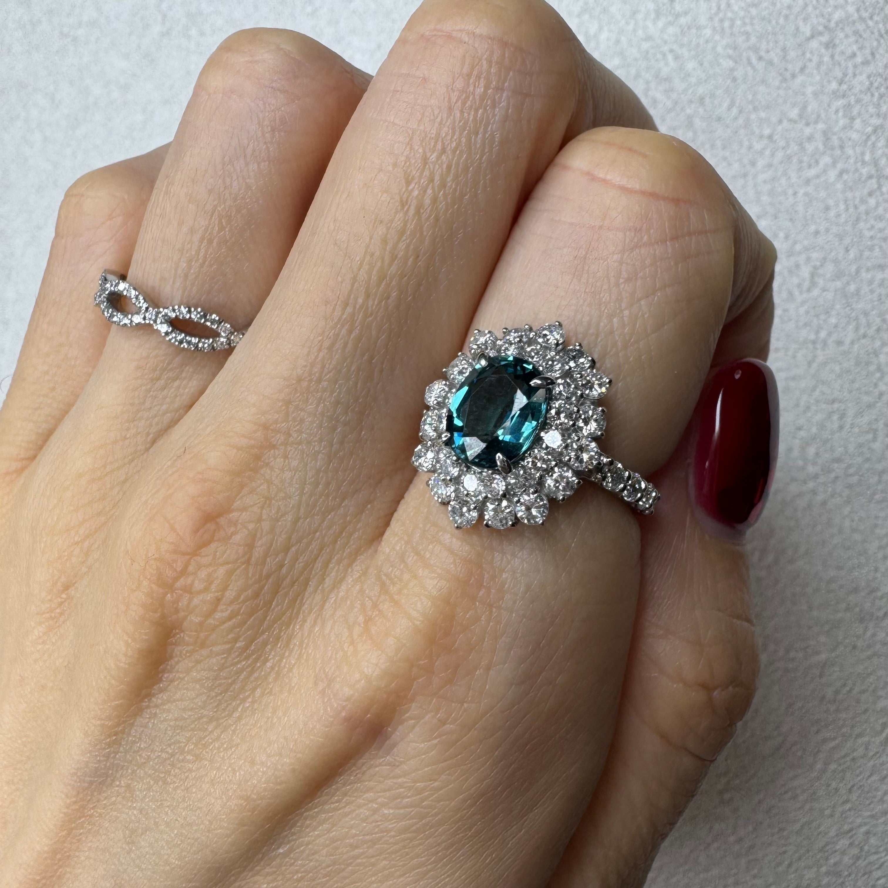 34.36.76.168［一点物］リング クリソベリル/トルマリン/クロムトルマリン 1ct UP OV PT