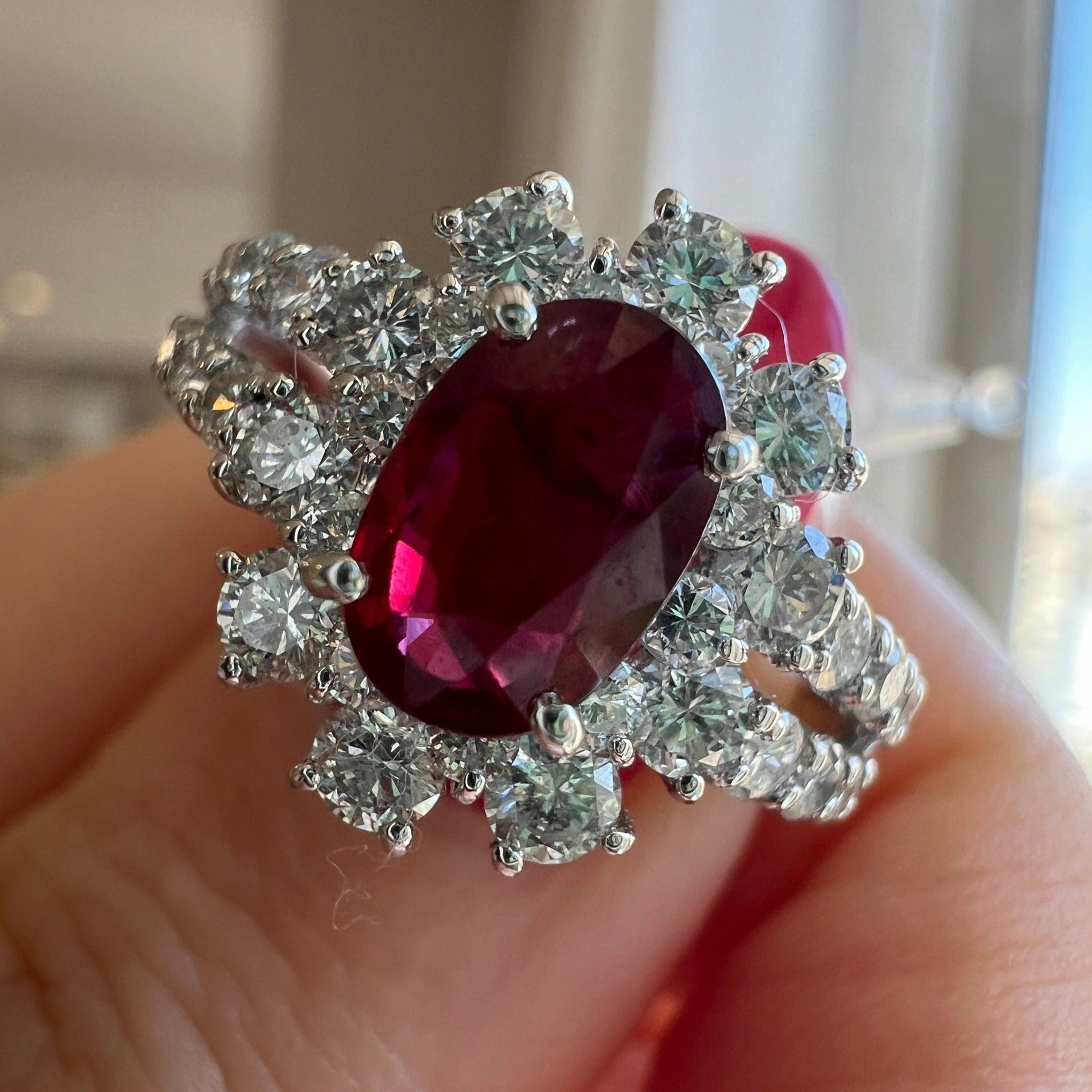 芍薬の夏休み ノーヒート ピジョンブラッド ルビー 1ct OV PT リング  