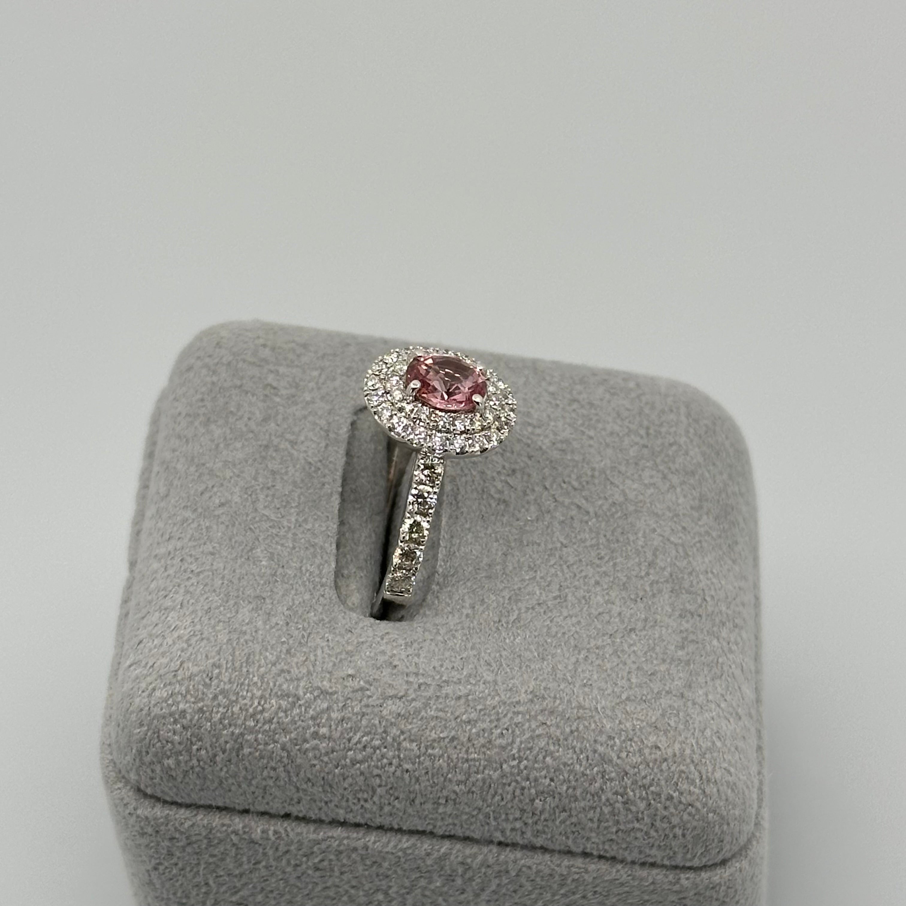 130［一点物］リング ノーヒート パパラチアサファイア 0.78ct OV PT