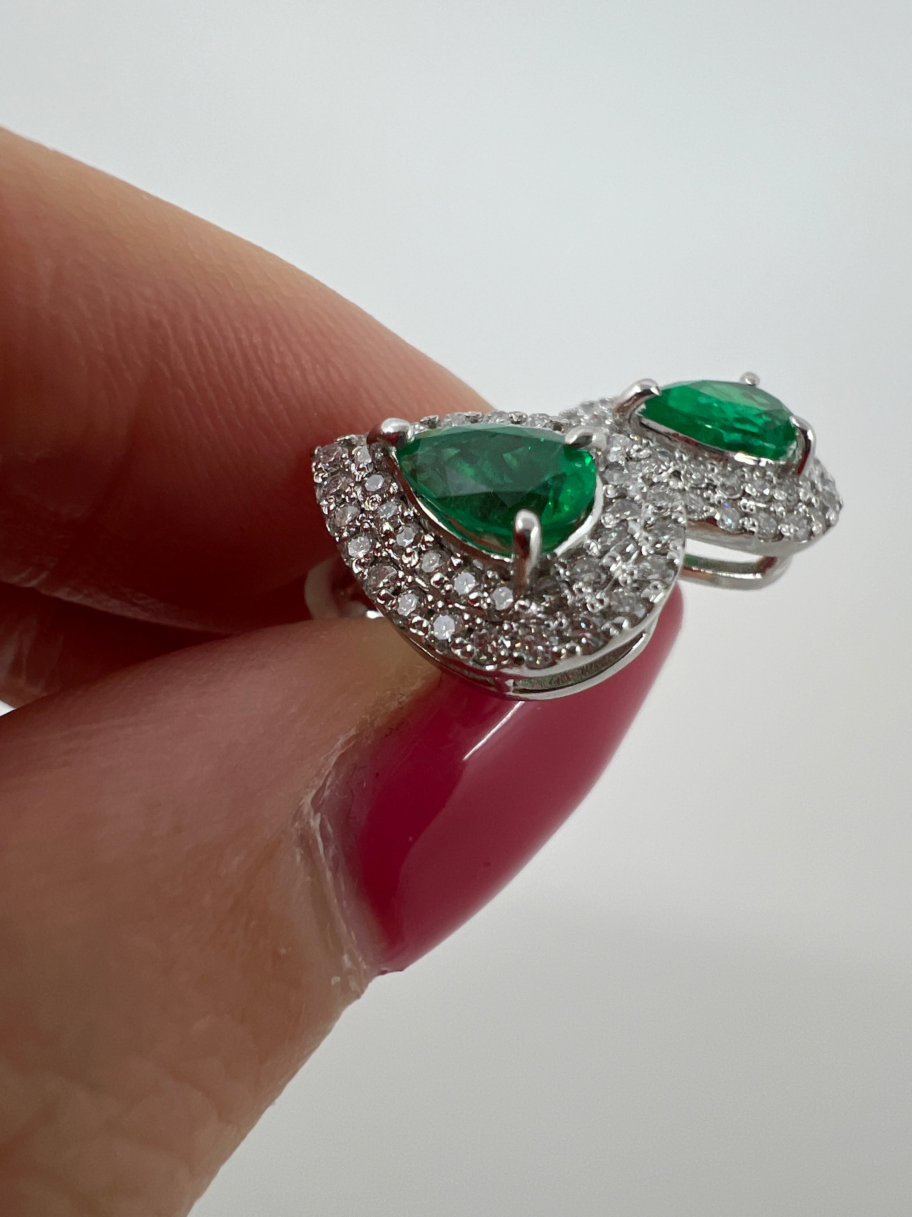 11［即納/一点物］ピアス エメラルド0.4ct前後×2 PS PT