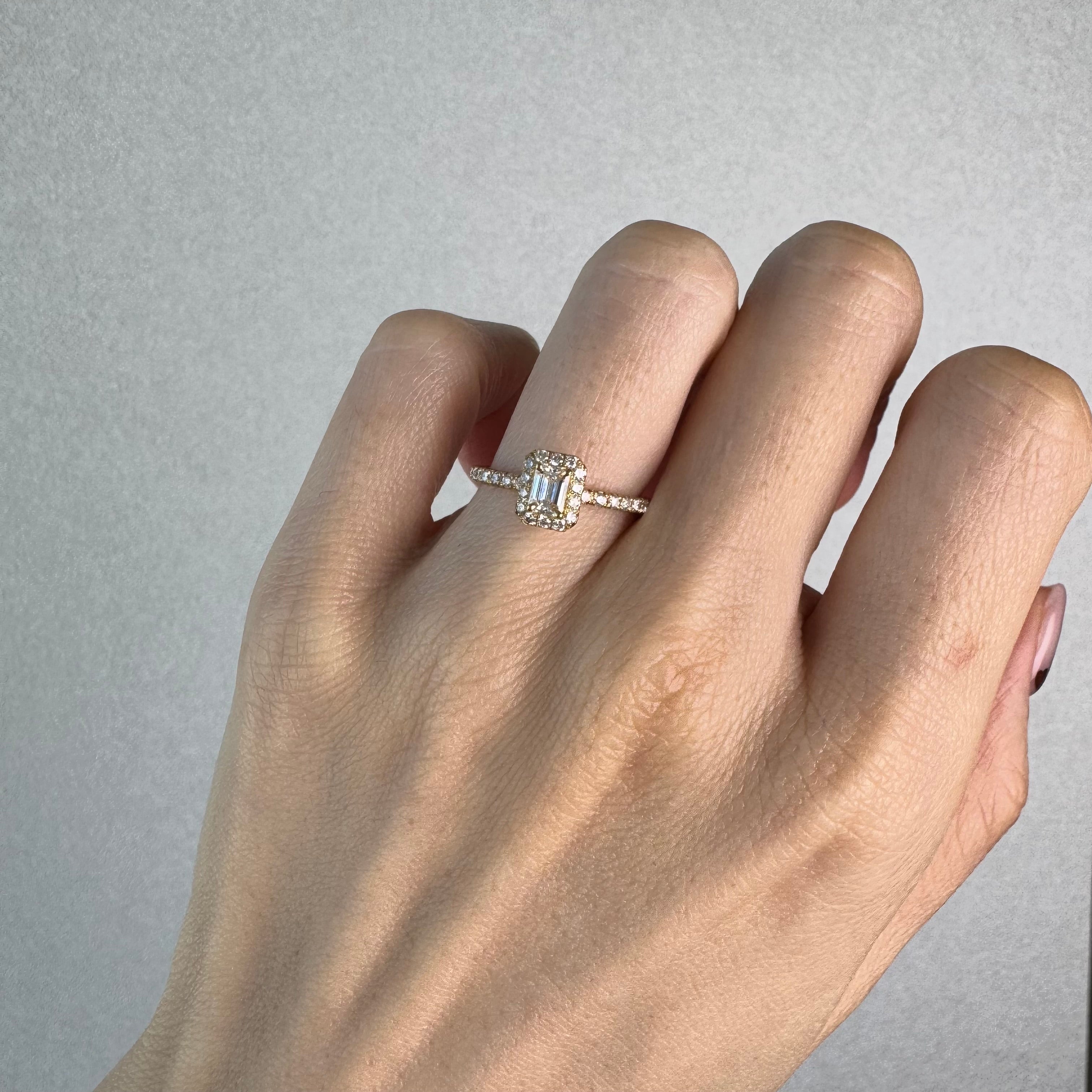 4［一点物/オルコスEM角］リング ダイヤ 0.3ct SQ PT K18YG