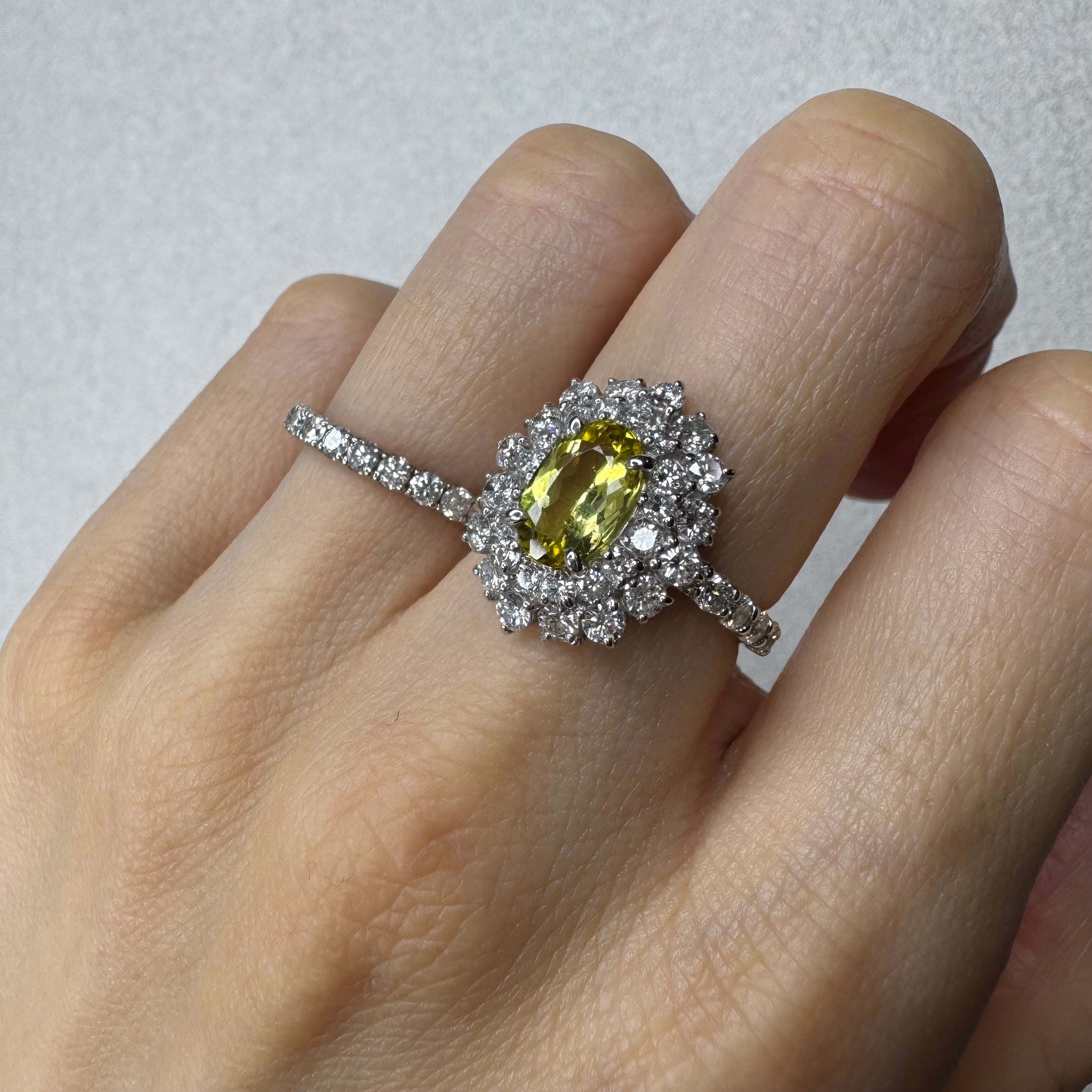 34.36.76.168［一点物］リング クリソベリル/トルマリン/クロムトルマリン 1ct UP OV PT