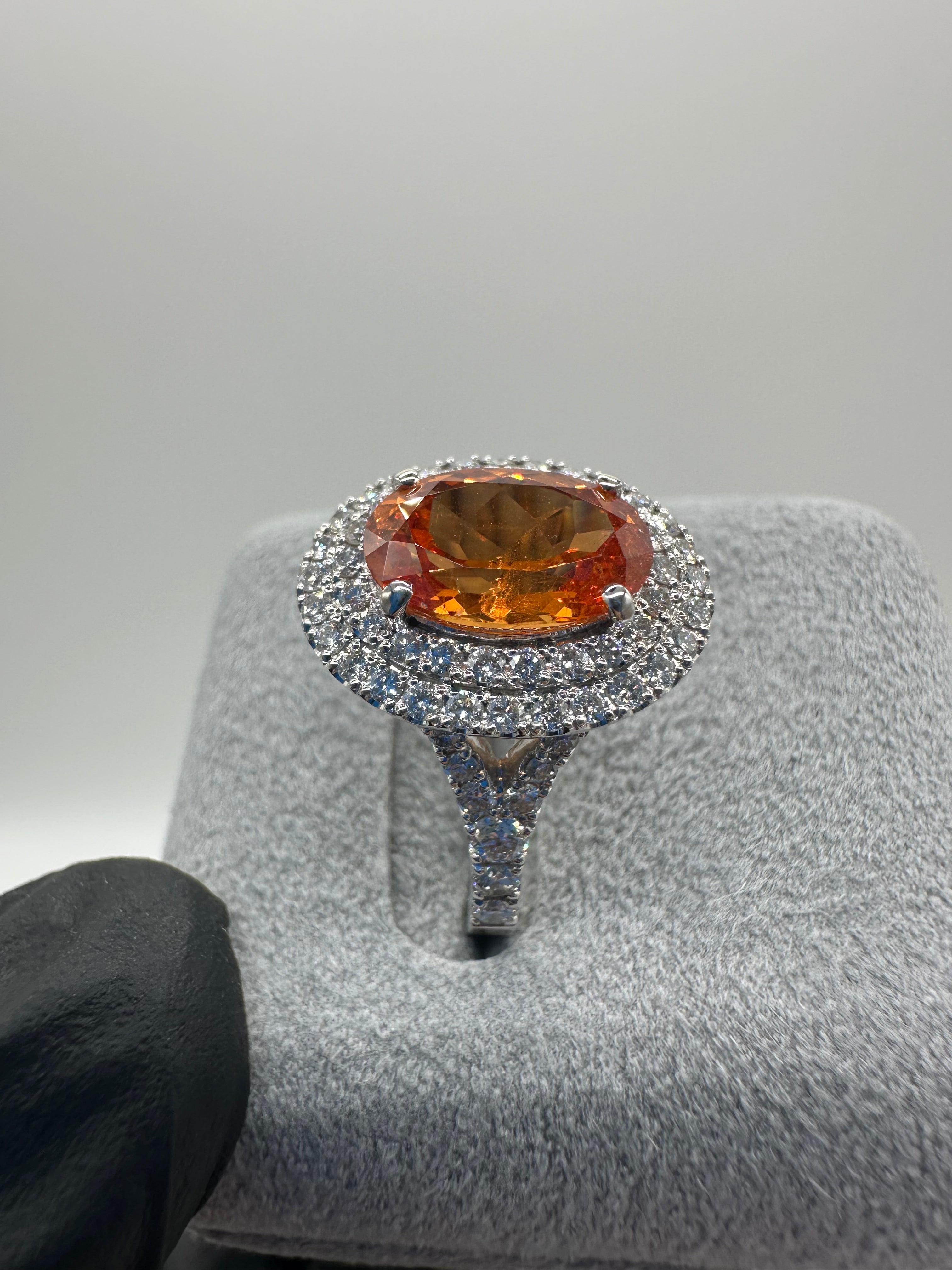 ［一点物] リング マンダリンガーネット 3.5ct前後 OV PT