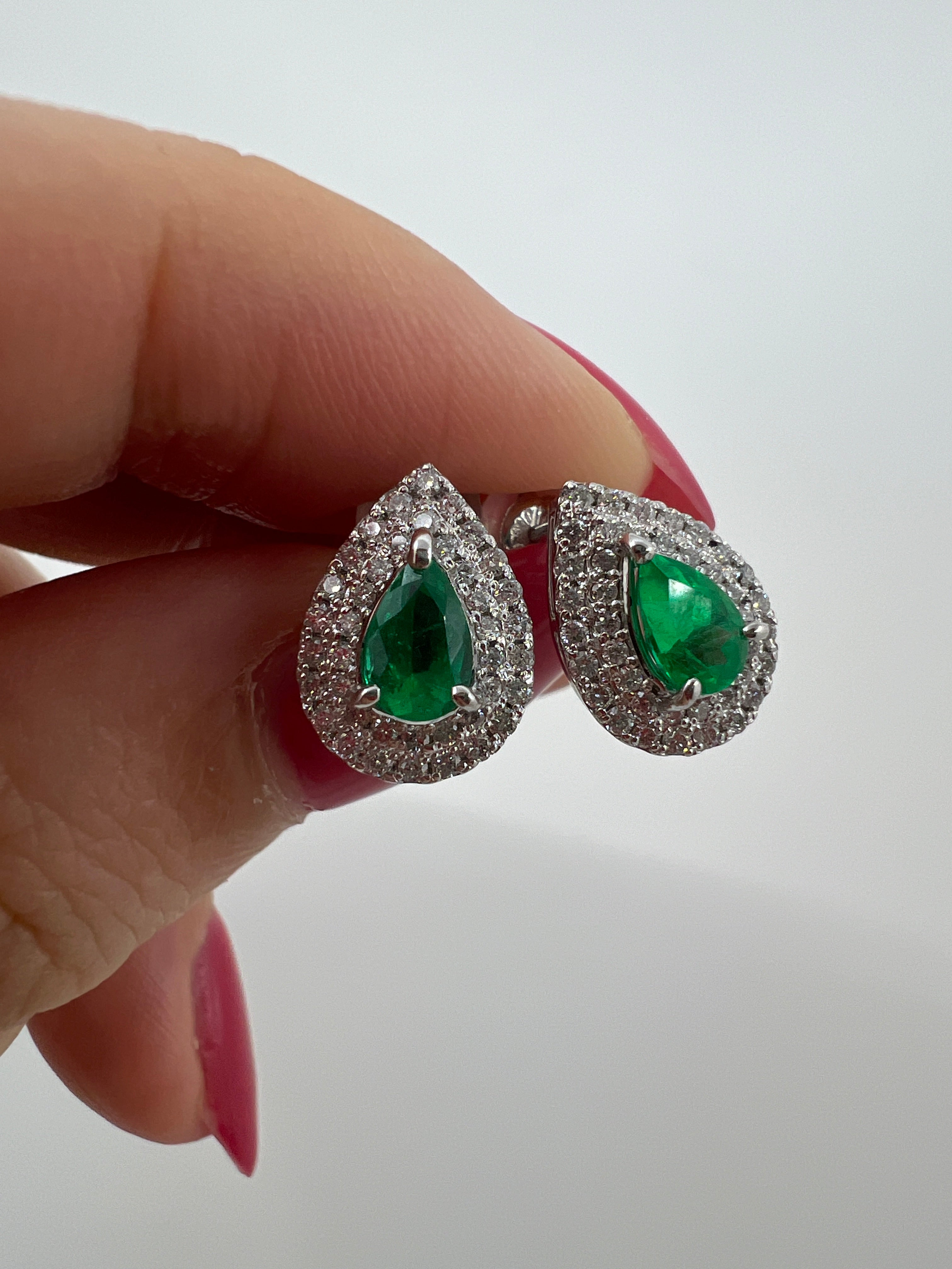 11［即納/一点物］ピアス エメラルド0.4ct前後×2 PS PT