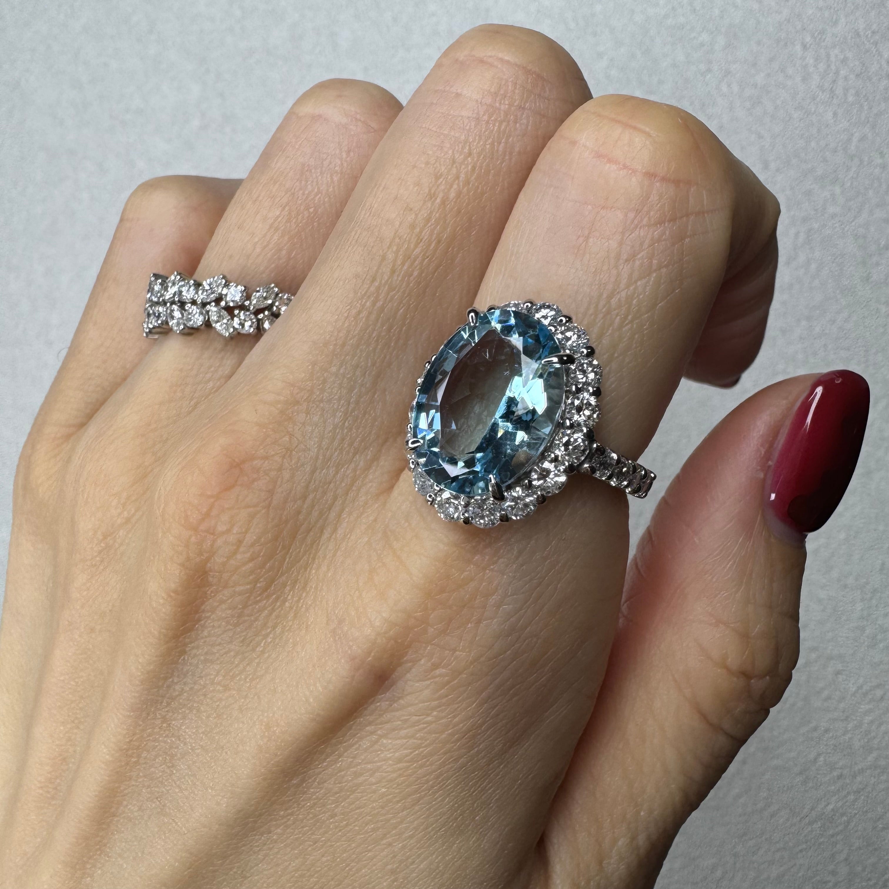 175［一点物］リング アクアマリン 6ct前後 OV PT