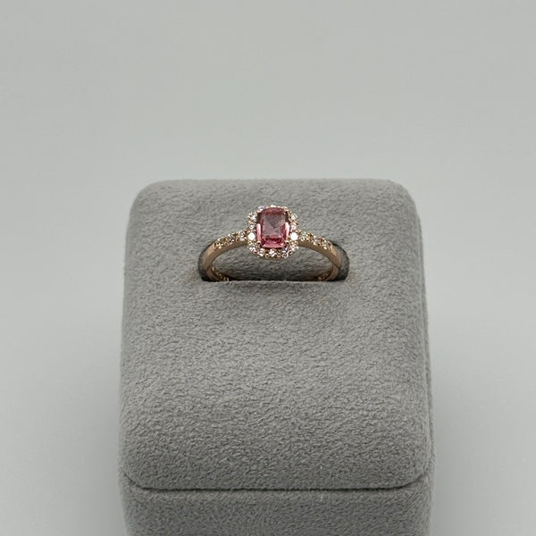 136［一点物］リング パパラチアサファイア 0.5ct SQ K18PG