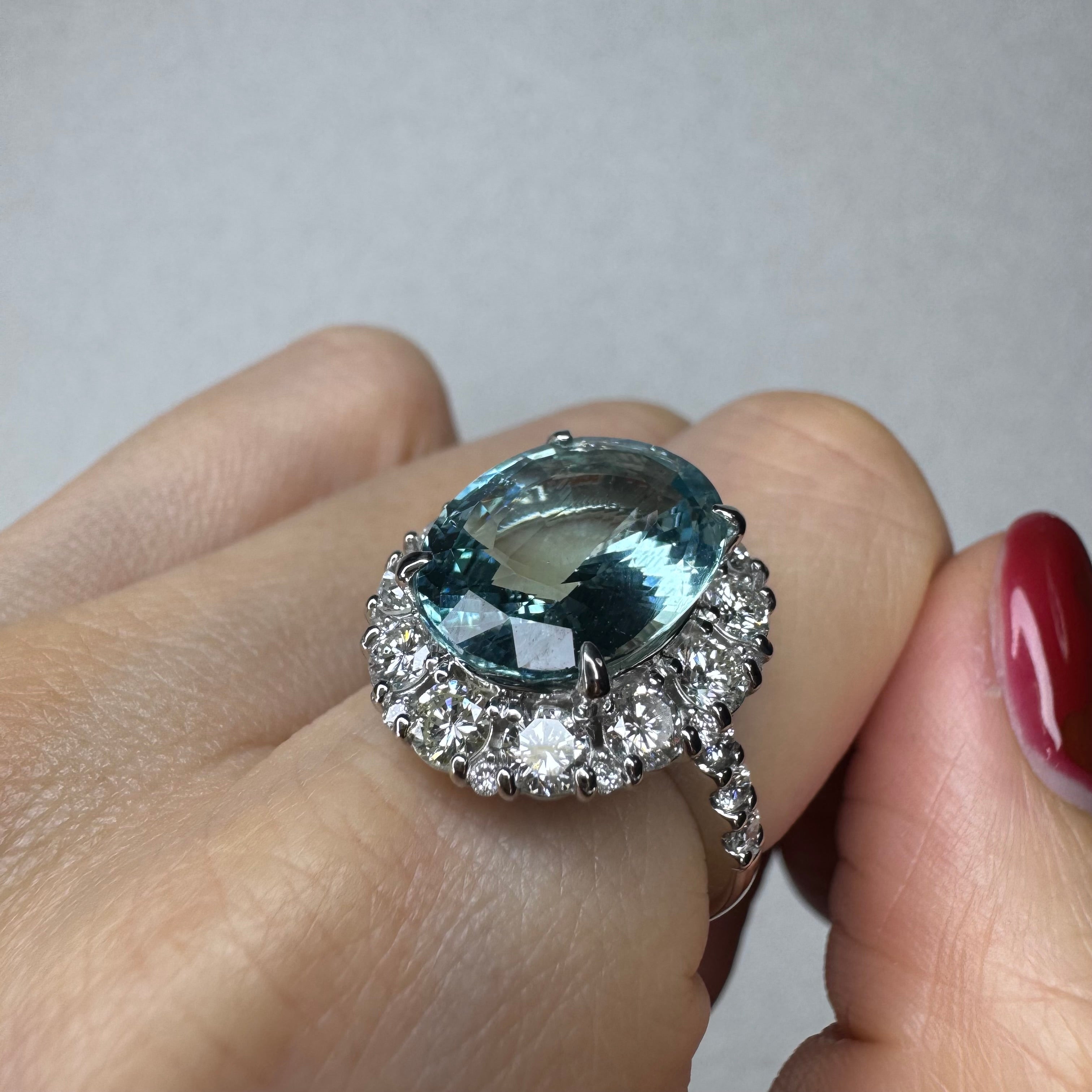 176［一点物］リング アクアマリン 5.7ct前後 OV PT