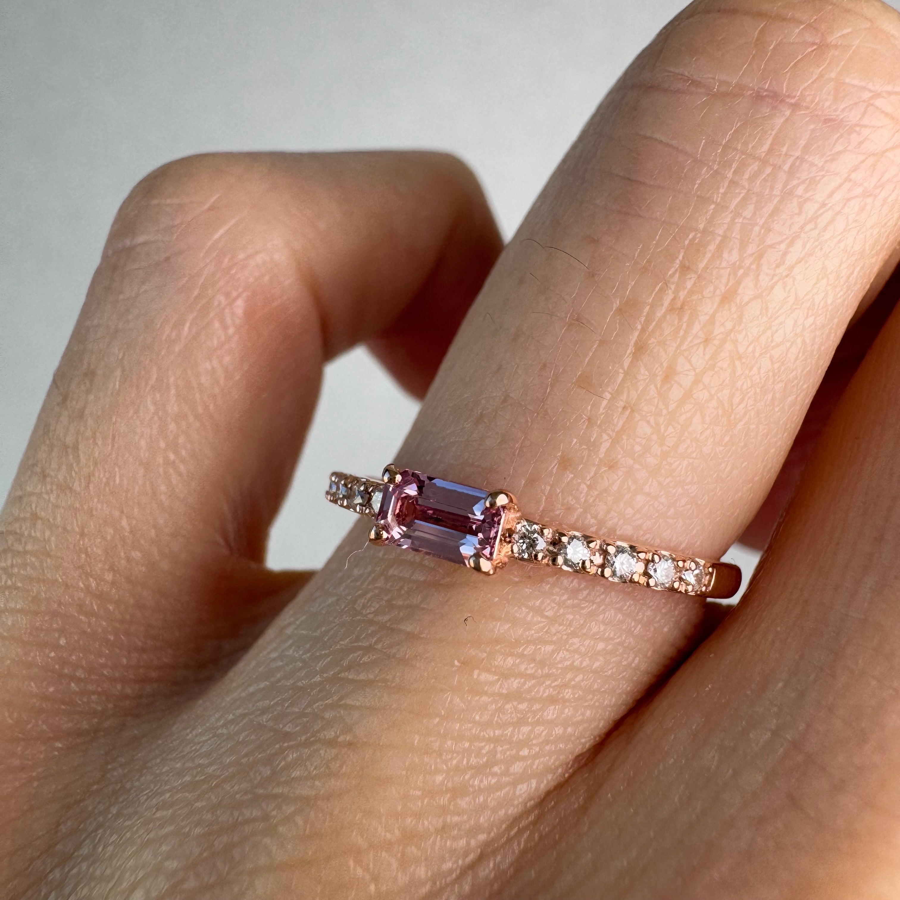 139［一点物/ルリエ］リング パパラチアサファイア 0.3ct SQ K18PG