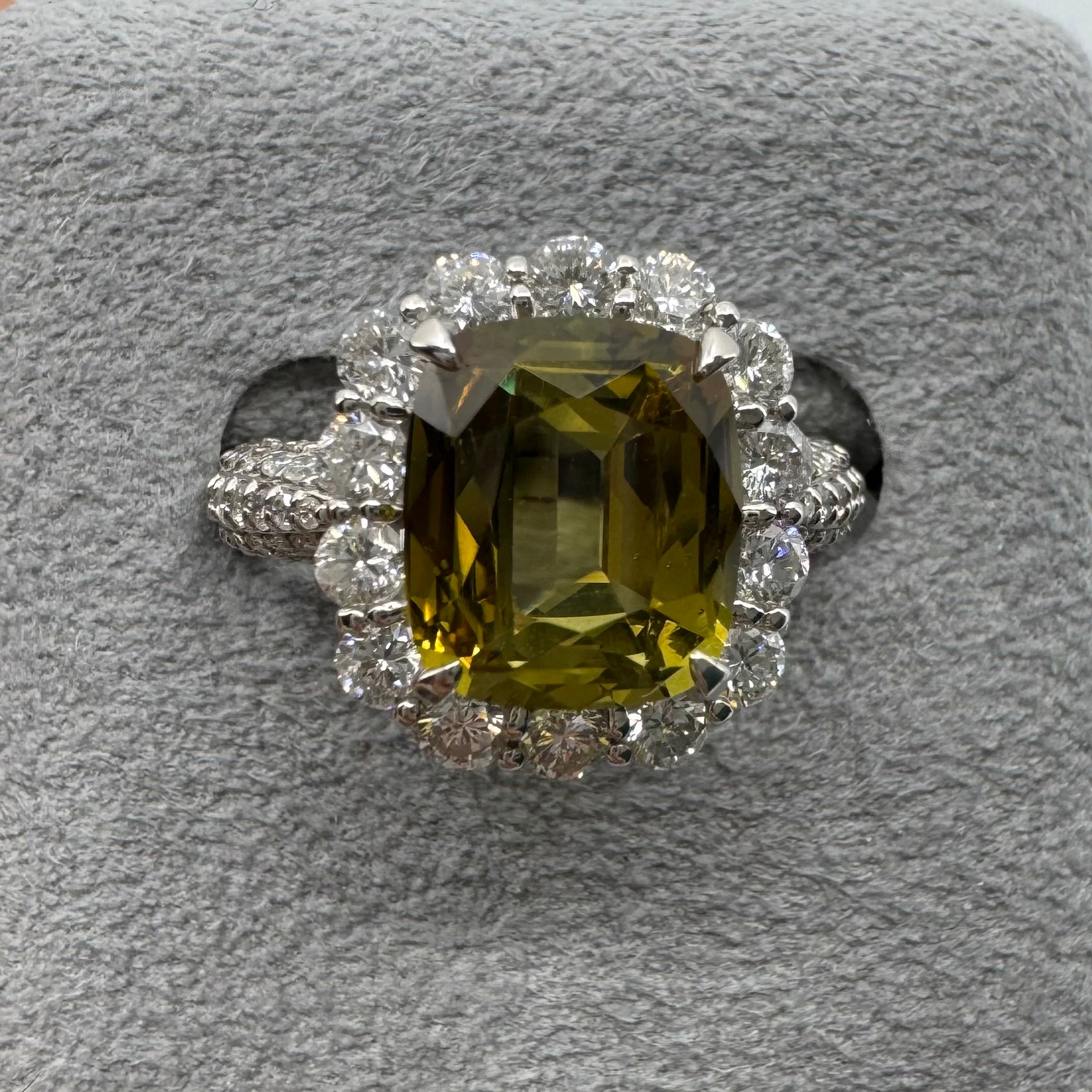 35［一点物］リング クリソベリル 中石4ct前後 SQ PT