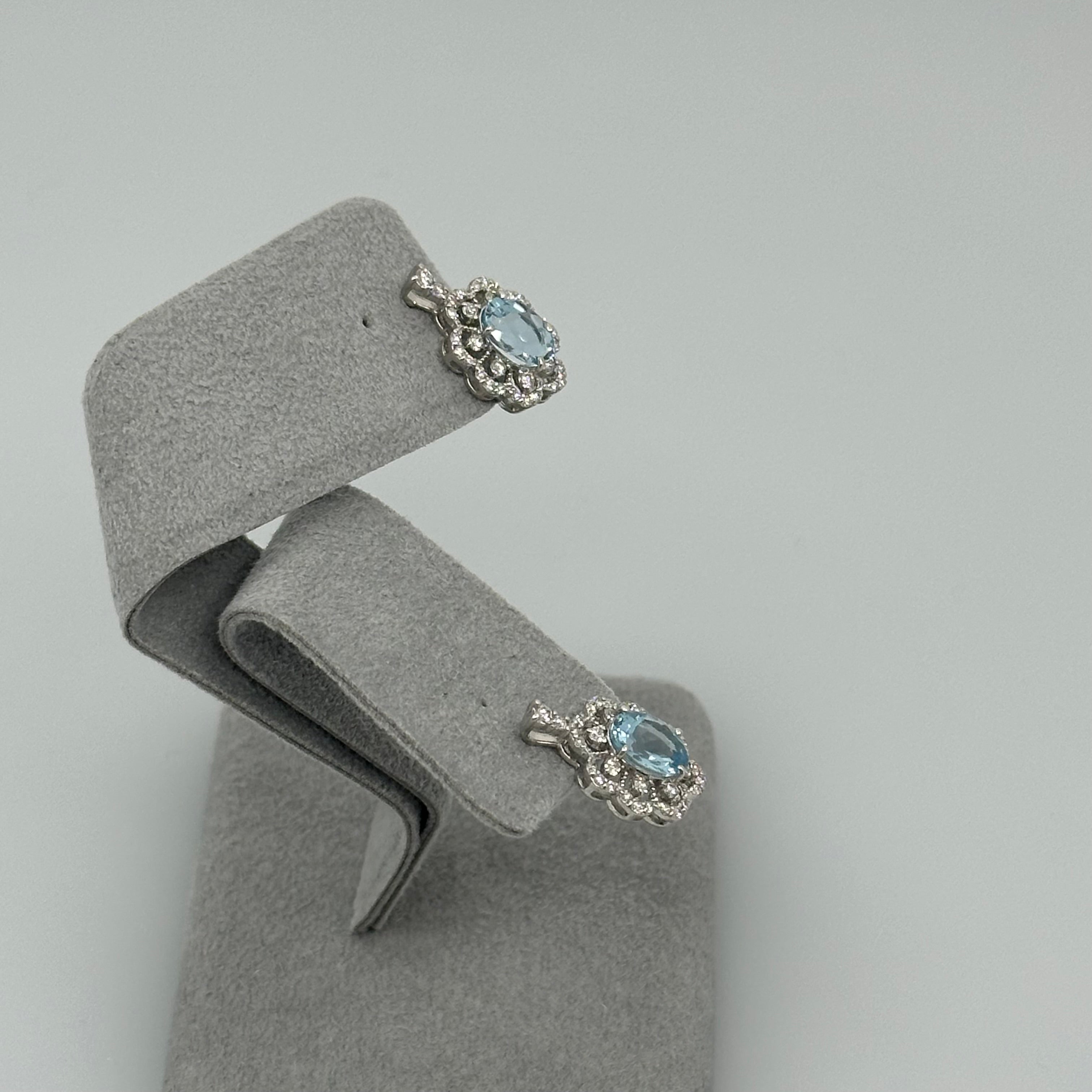 5［即納/一点物/セラン］ピアス アクアマリン 1ct前後×2 OV PT