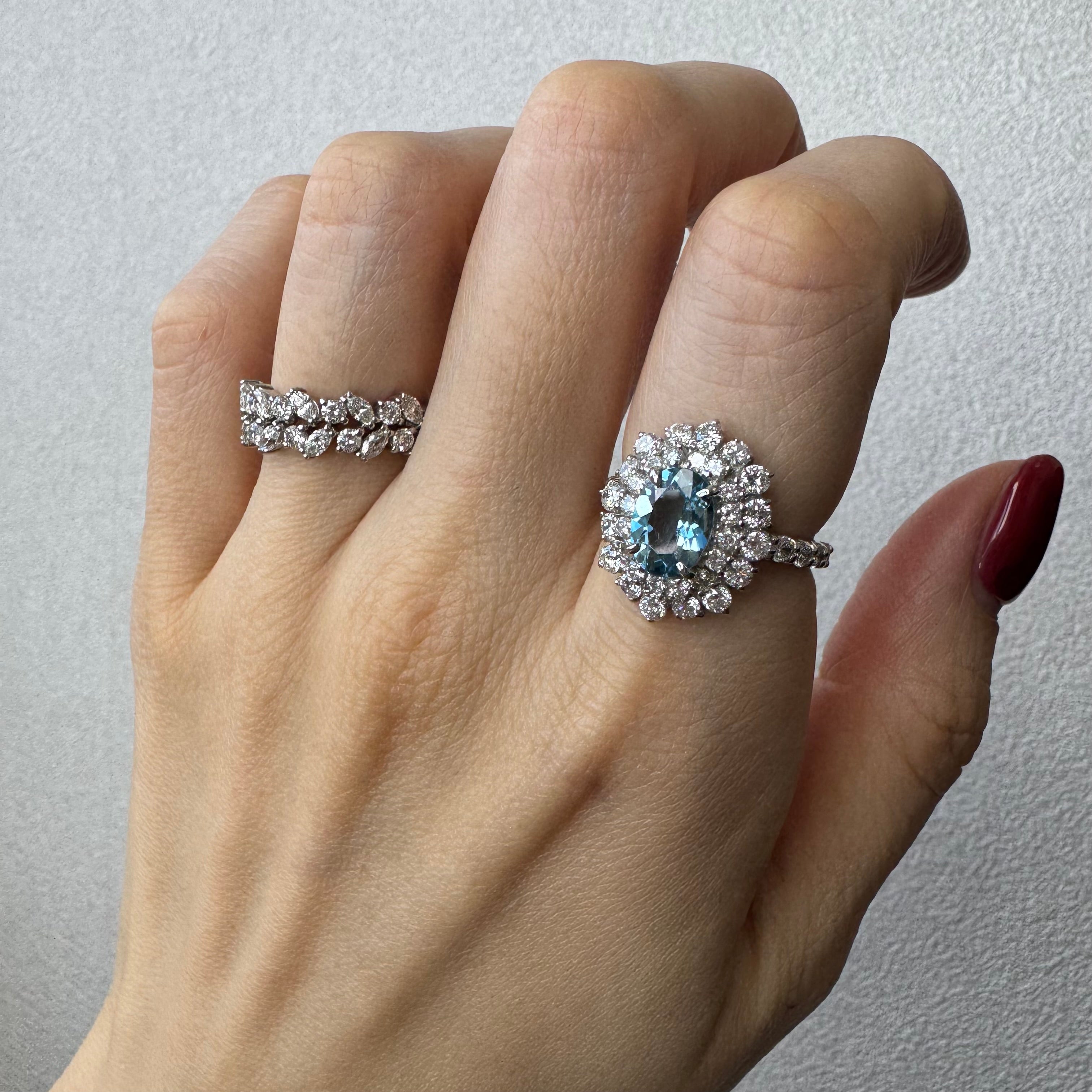 173［一点物］リング アクアマリン 1.4ct OV PT