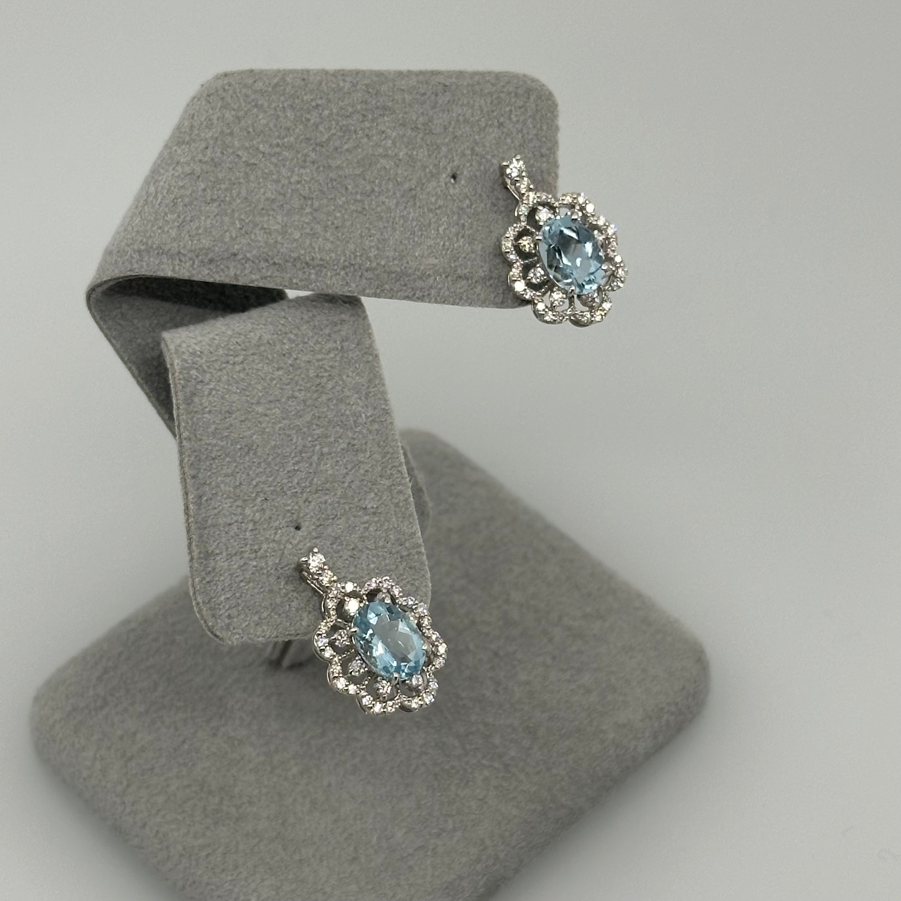 5［即納/一点物/セラン］ピアス アクアマリン 1ct前後×2 OV PT