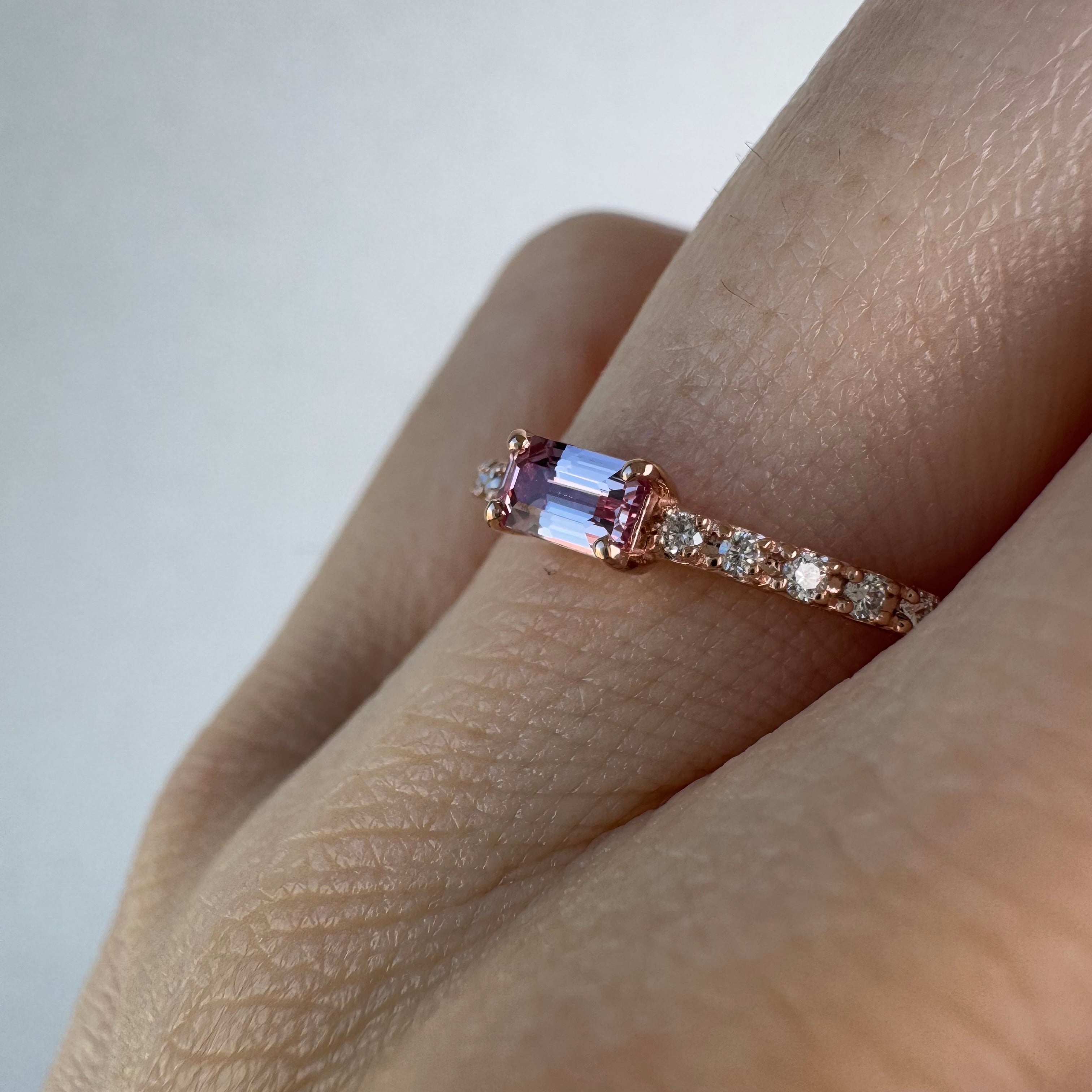 139［一点物/ルリエ］リング パパラチアサファイア 0.3ct SQ K18PG