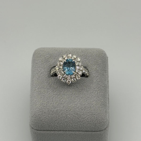 173［一点物］リング アクアマリン 1.4ct OV PT – AYAKO SAKURAI