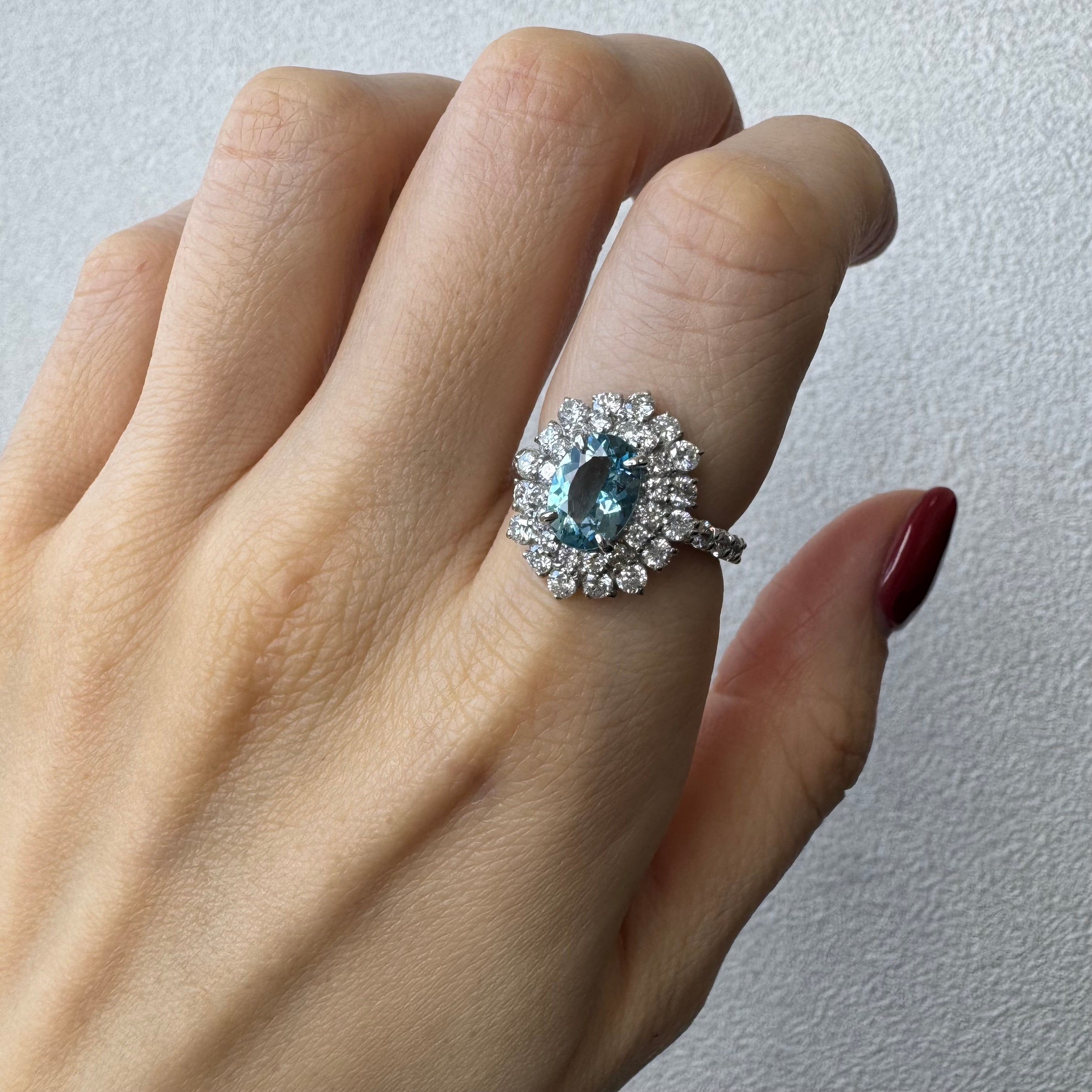 173［一点物］リング アクアマリン 1.4ct OV PT