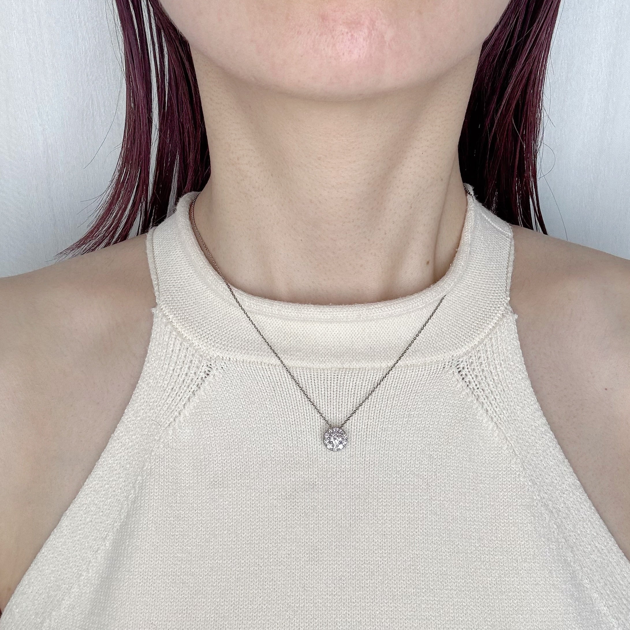 ［ポインターパヴェ］ネックレス ダイヤ 中石0.3ct