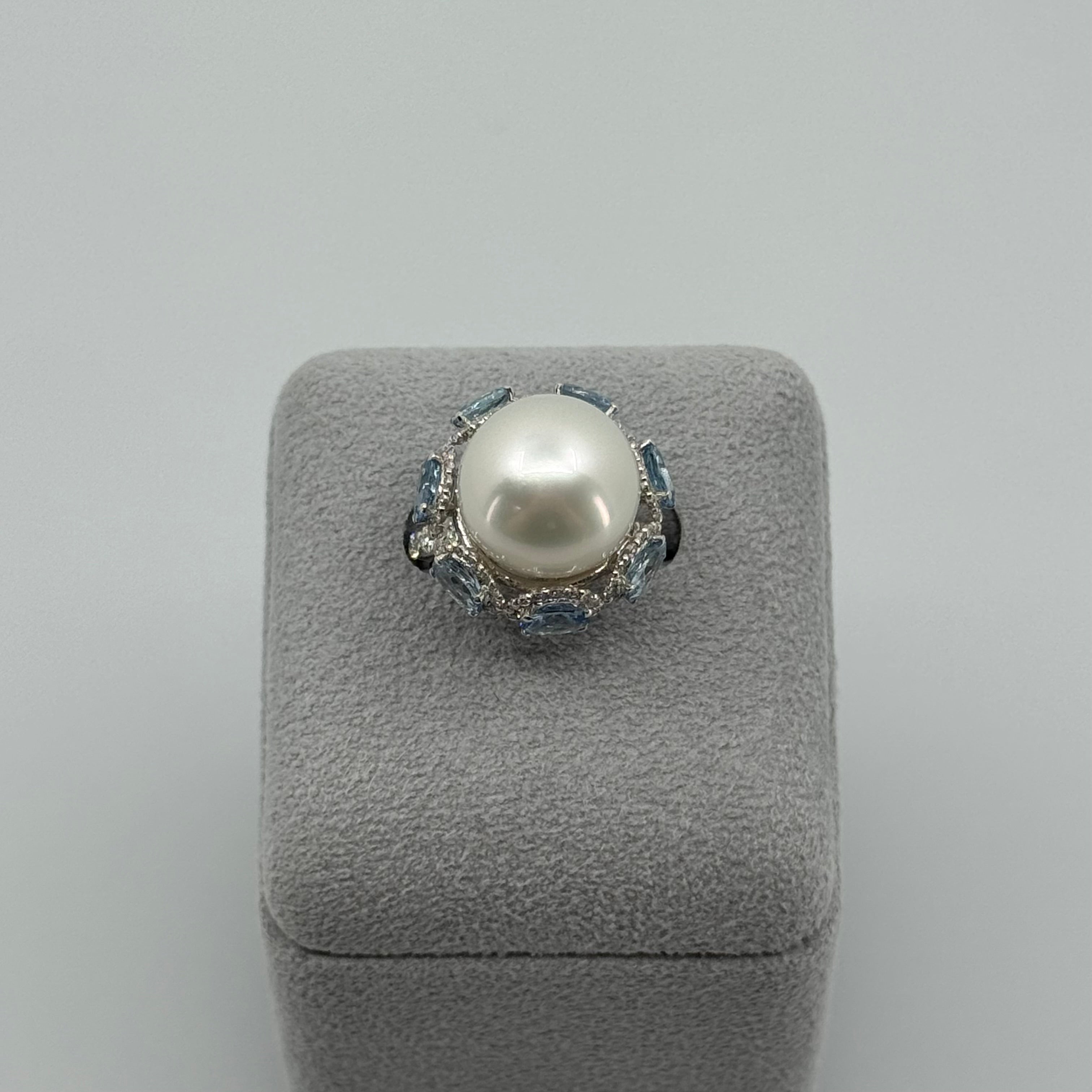 ［チューリップローズ］リング 南洋真珠12mm