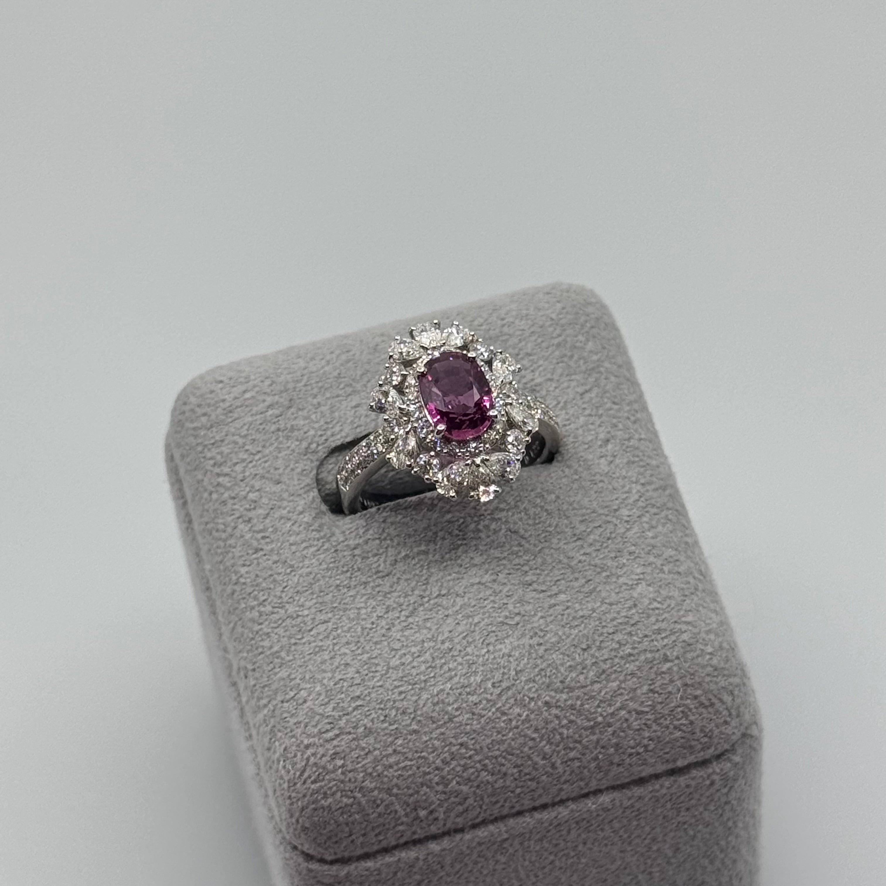 ［カナリアの夢］リング ピンクサファイア 1.4ct〜1.6ct OV PT