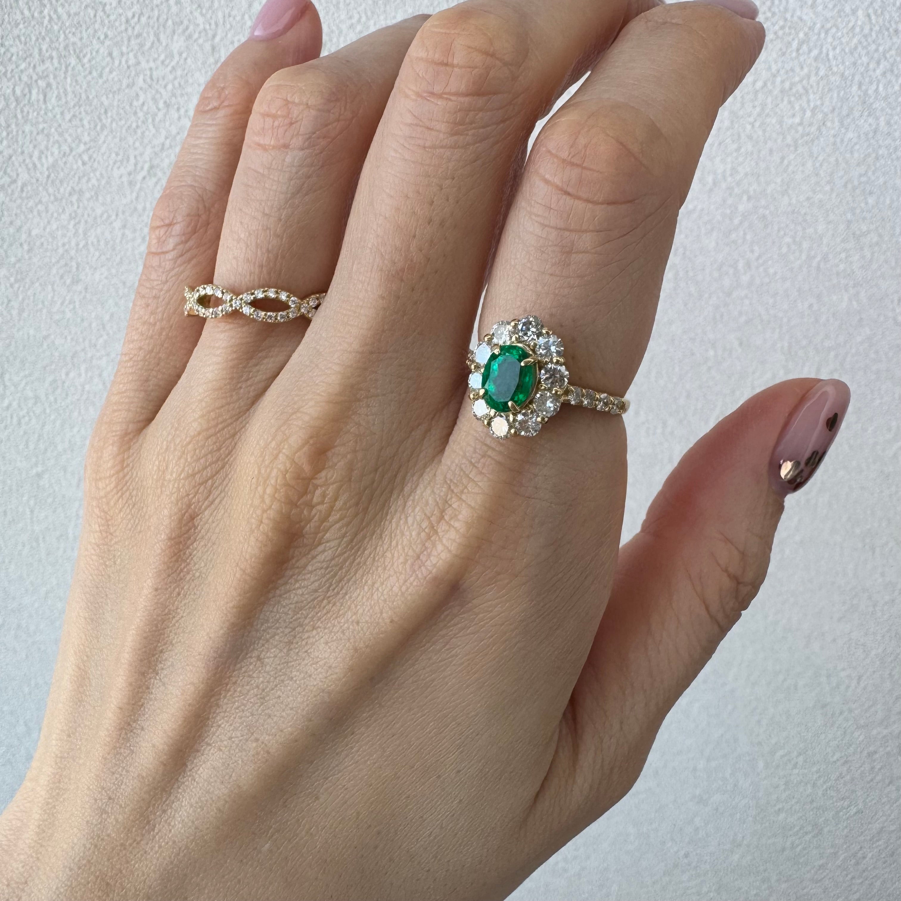 42［一点物］リング エメラルド 1ct OV YG