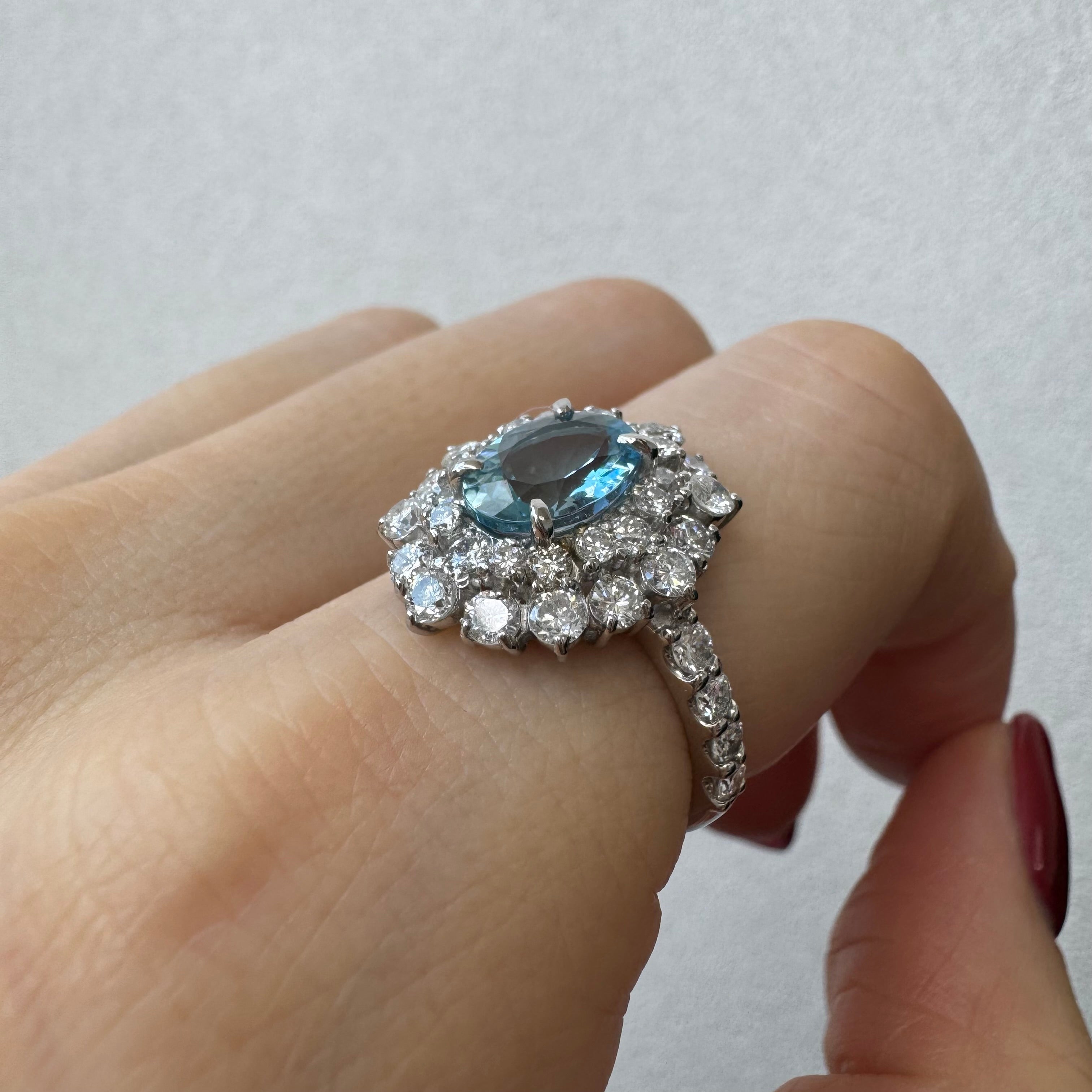 173［一点物］リング アクアマリン 1.4ct OV PT