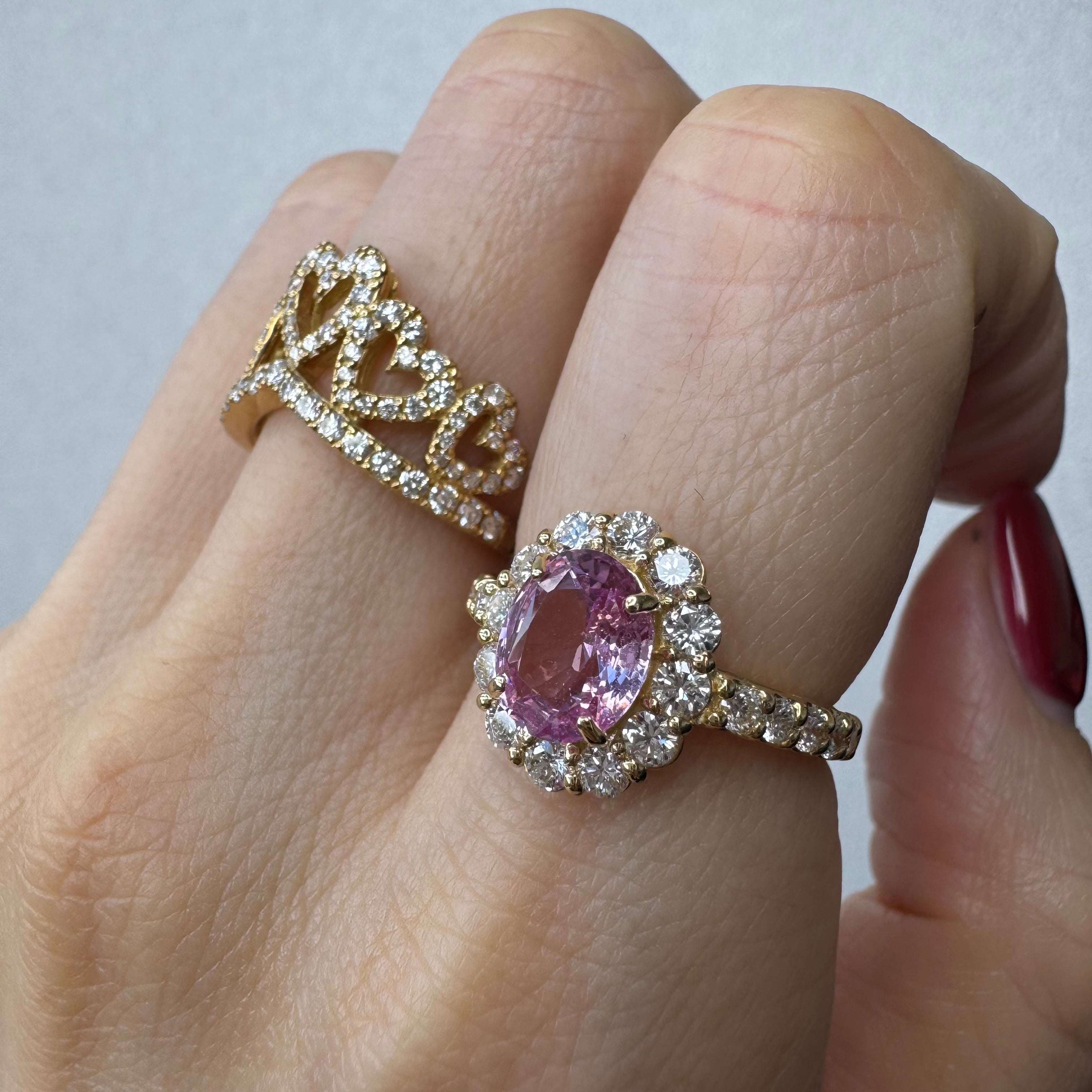 98［一点物］リング ピンクサファイア 1.8ct前後 OV YG