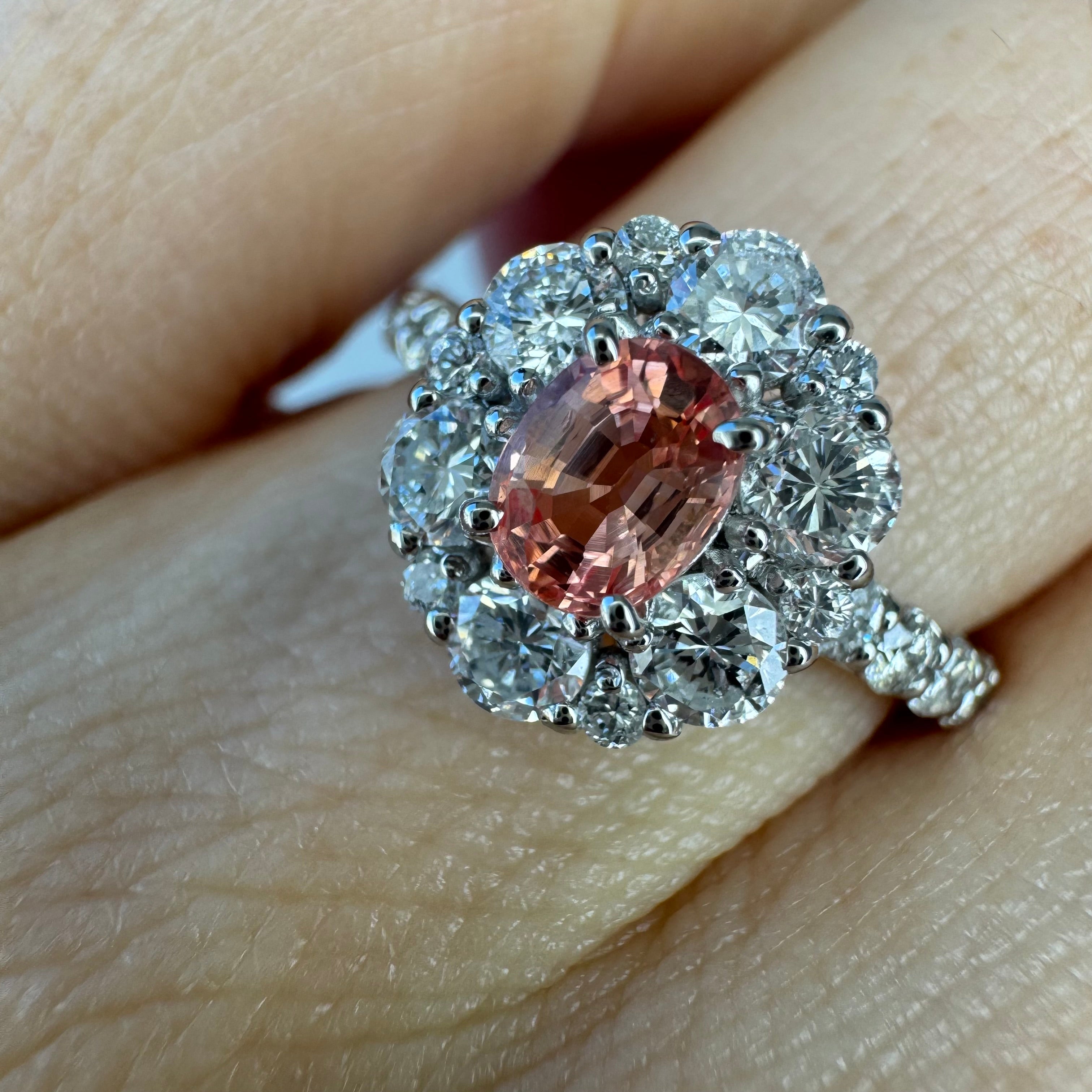 140［一点物］リング  パパラチアサファイア 0.5ct OV PT