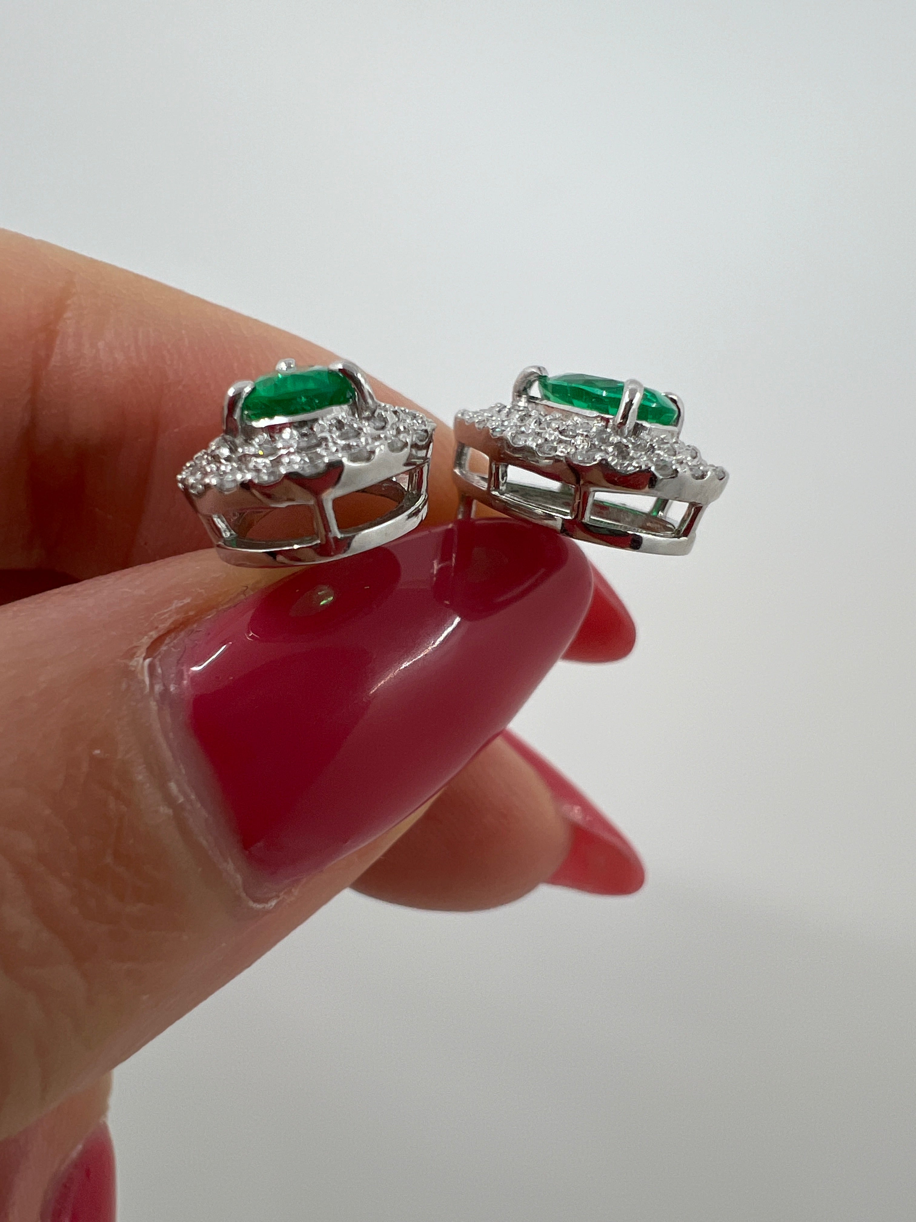 11［即納/一点物］ピアス エメラルド0.4ct前後×2 PS PT