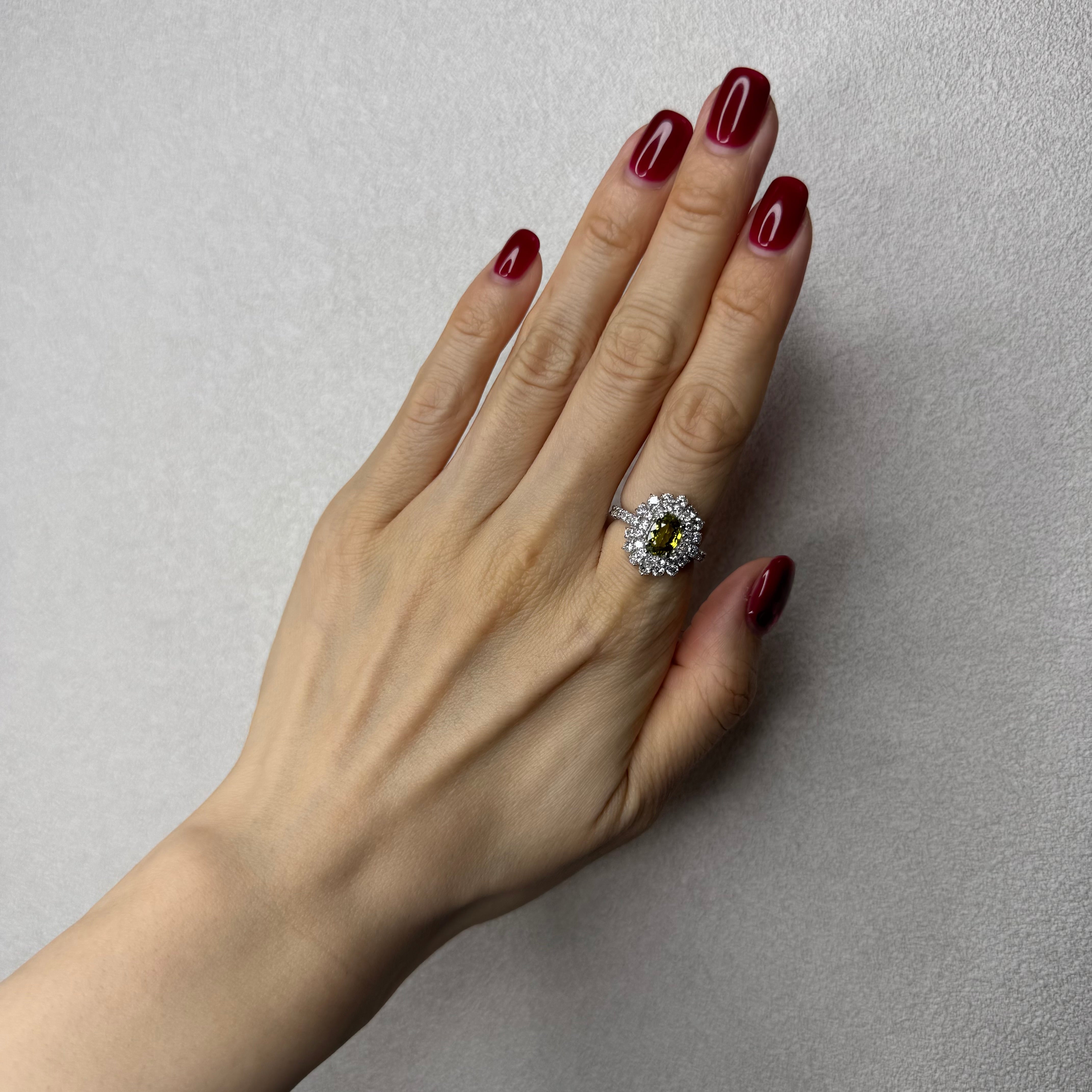 34.36.76.168［一点物］リング クリソベリル/トルマリン/クロムトルマリン 1ct UP OV PT