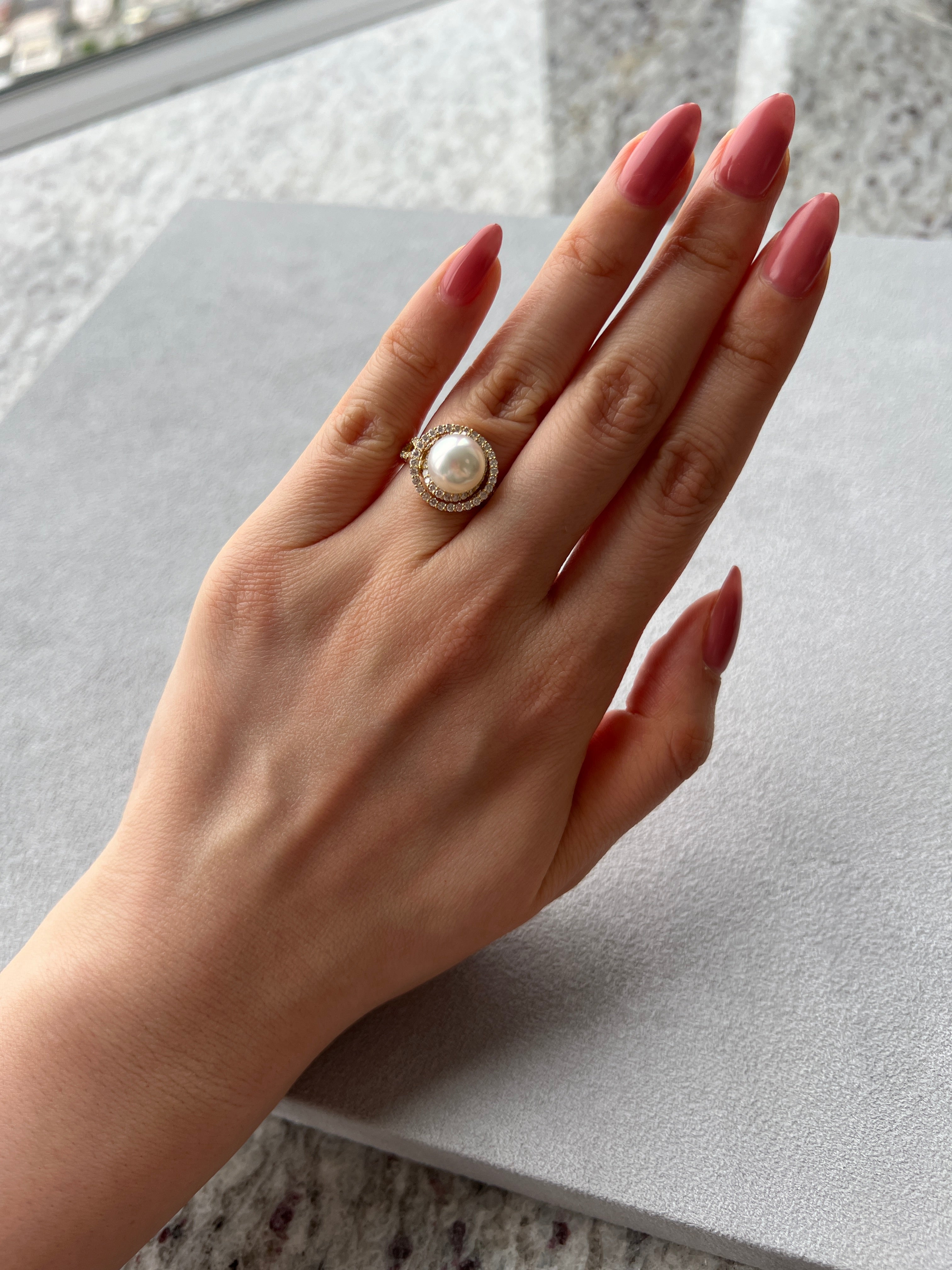 [薔薇の精］リング あこや真珠9mm