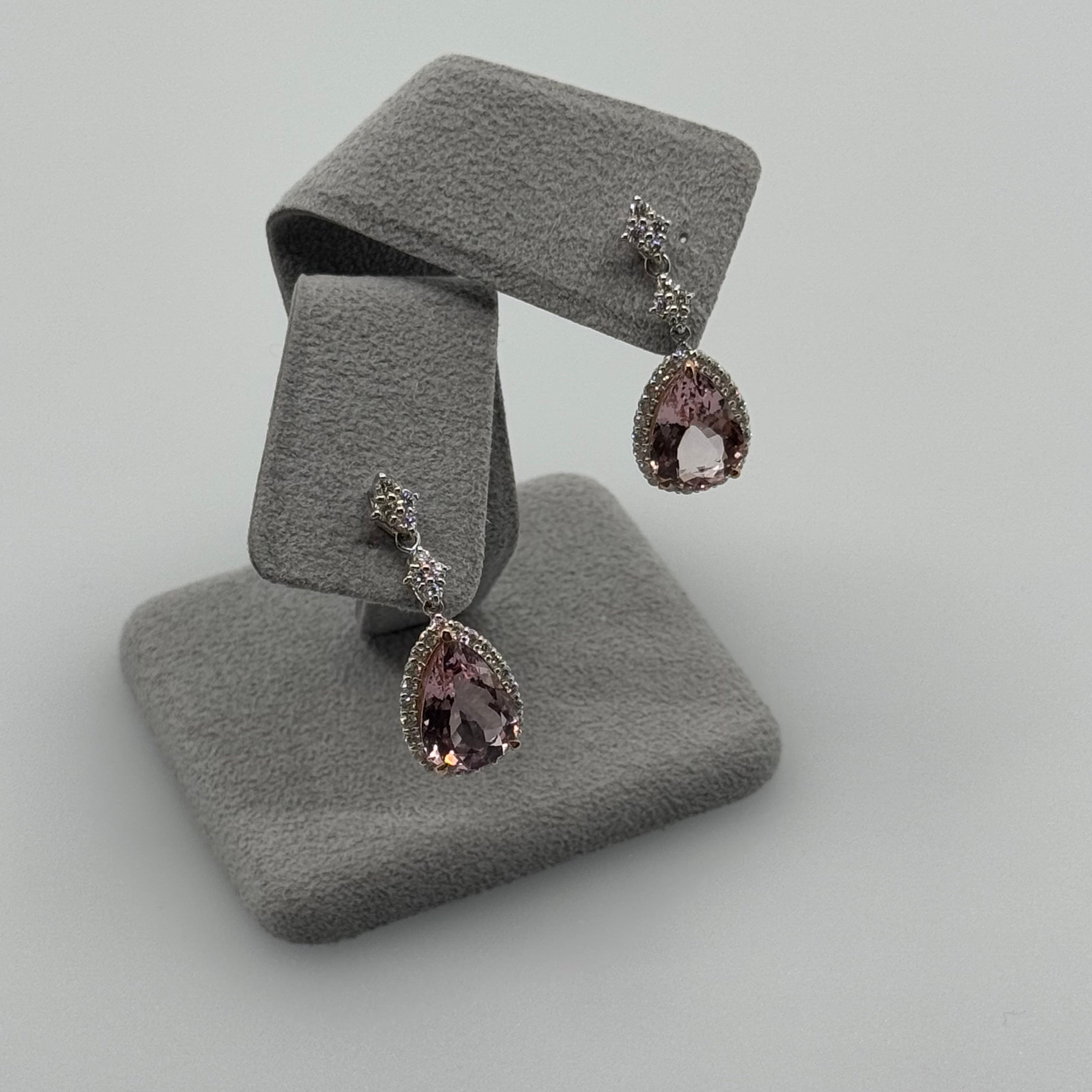 432［一点物］ピアス モルガナイト 3.6ct×2 PS PT