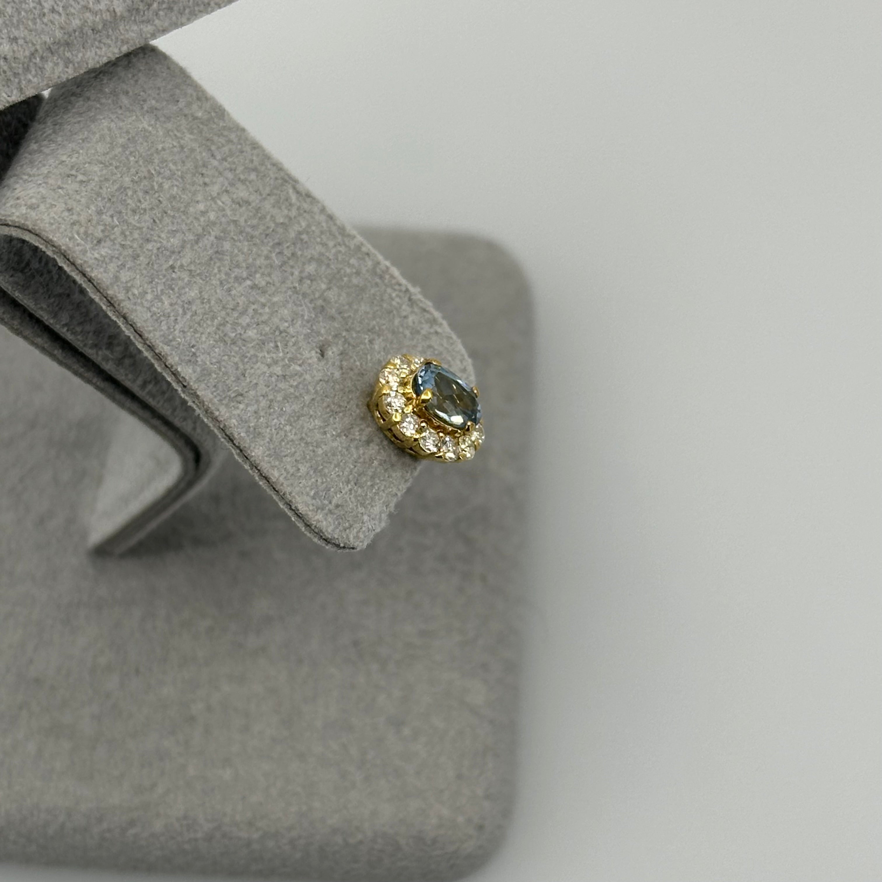 407［一点物］ピアス アクアマリン 0.36ct×2 OV K18YG