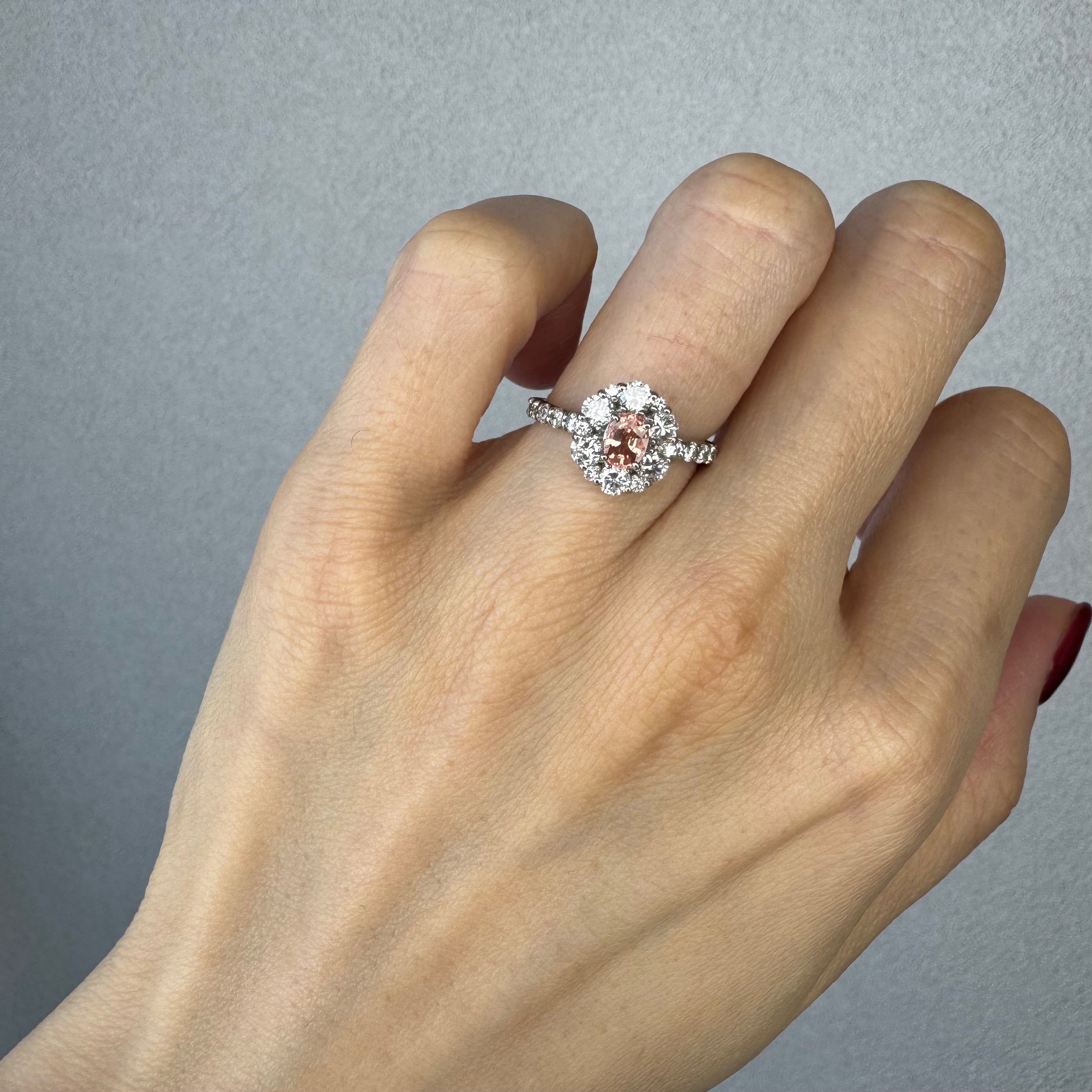 140［一点物］リング  パパラチアサファイア 0.5ct OV PT