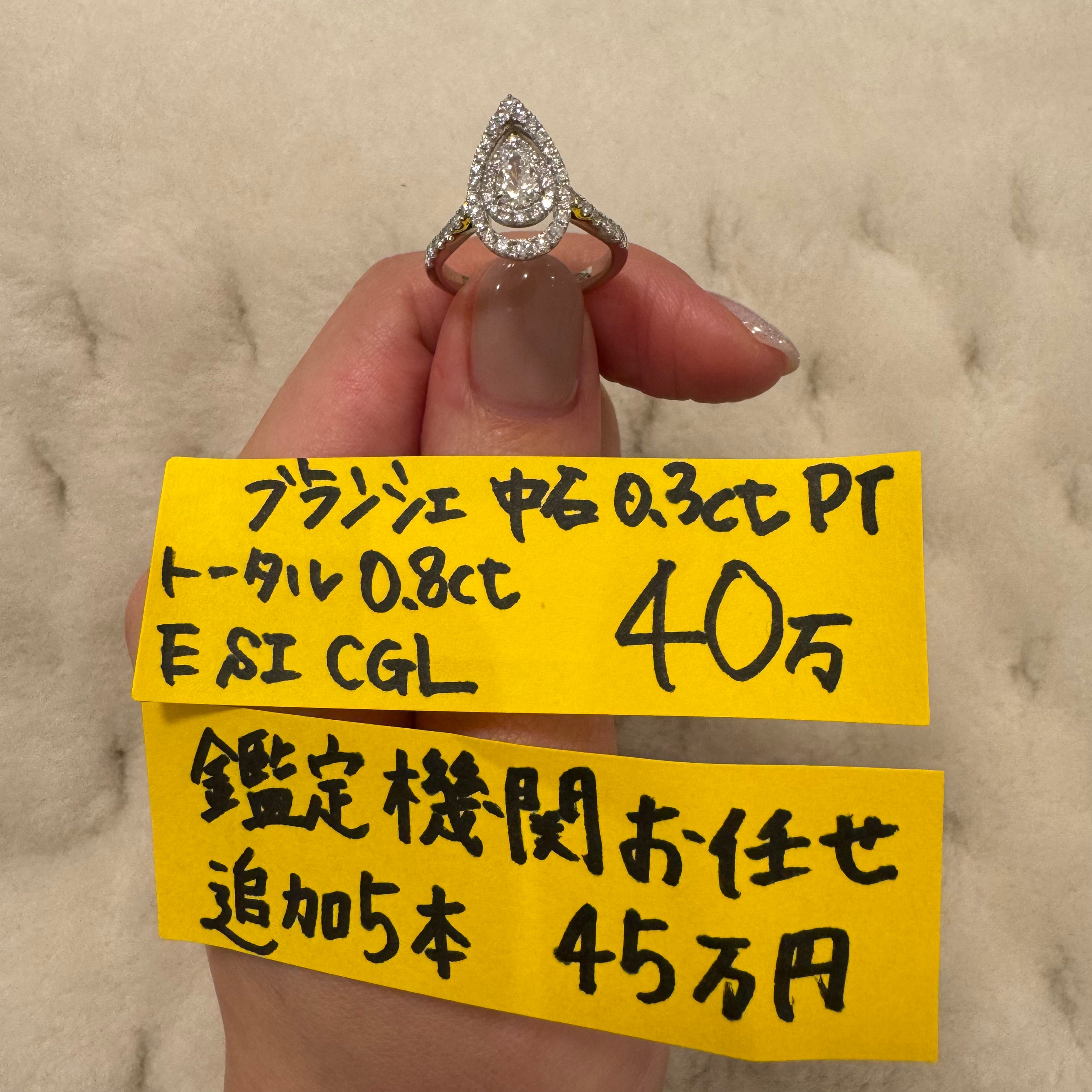 22-ブランシェ ダイヤ 中石0.3ct PS PT リング〜E SI