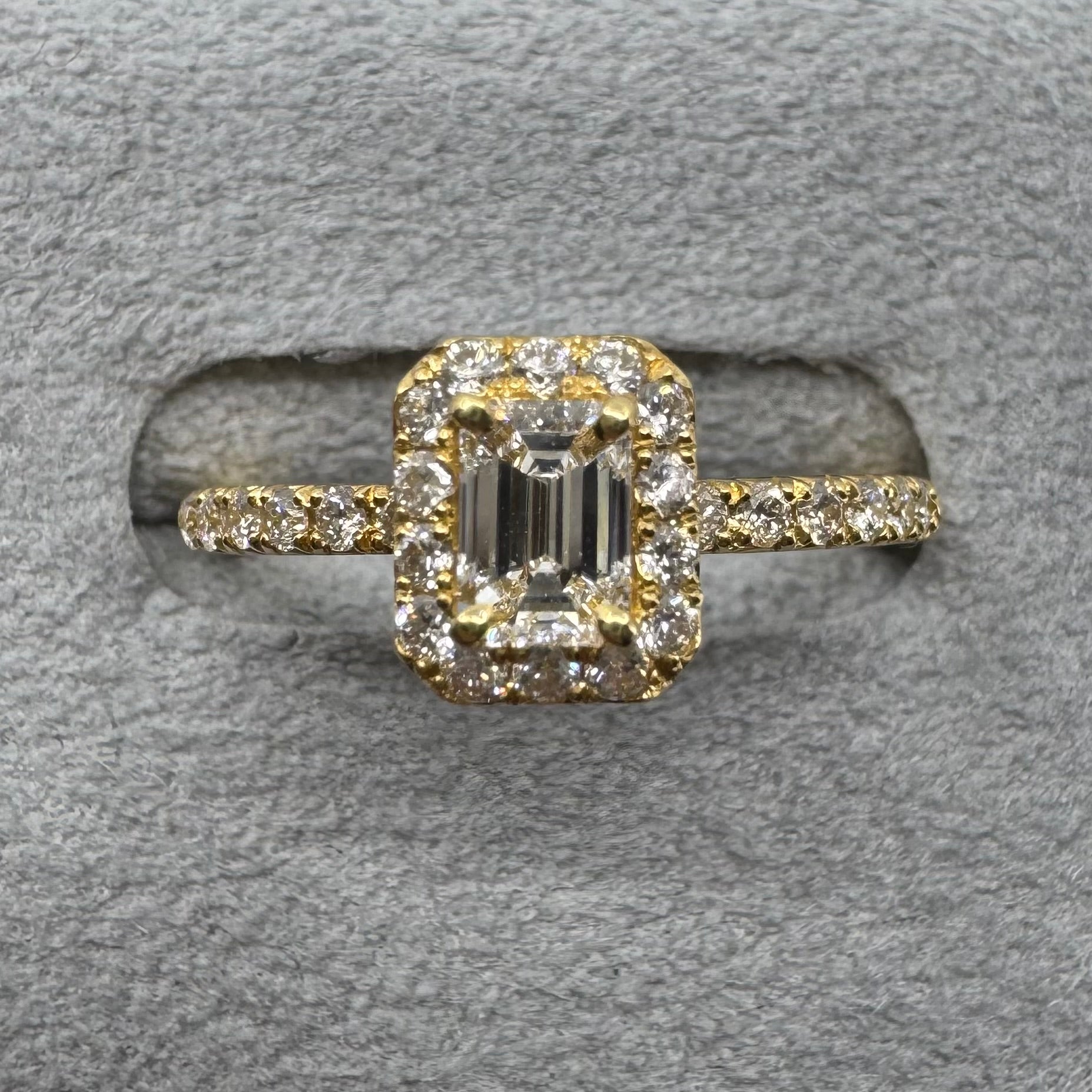 26［一点物/オルコス］リング ダイヤ 0.3ct EM角 K18YG K18PG