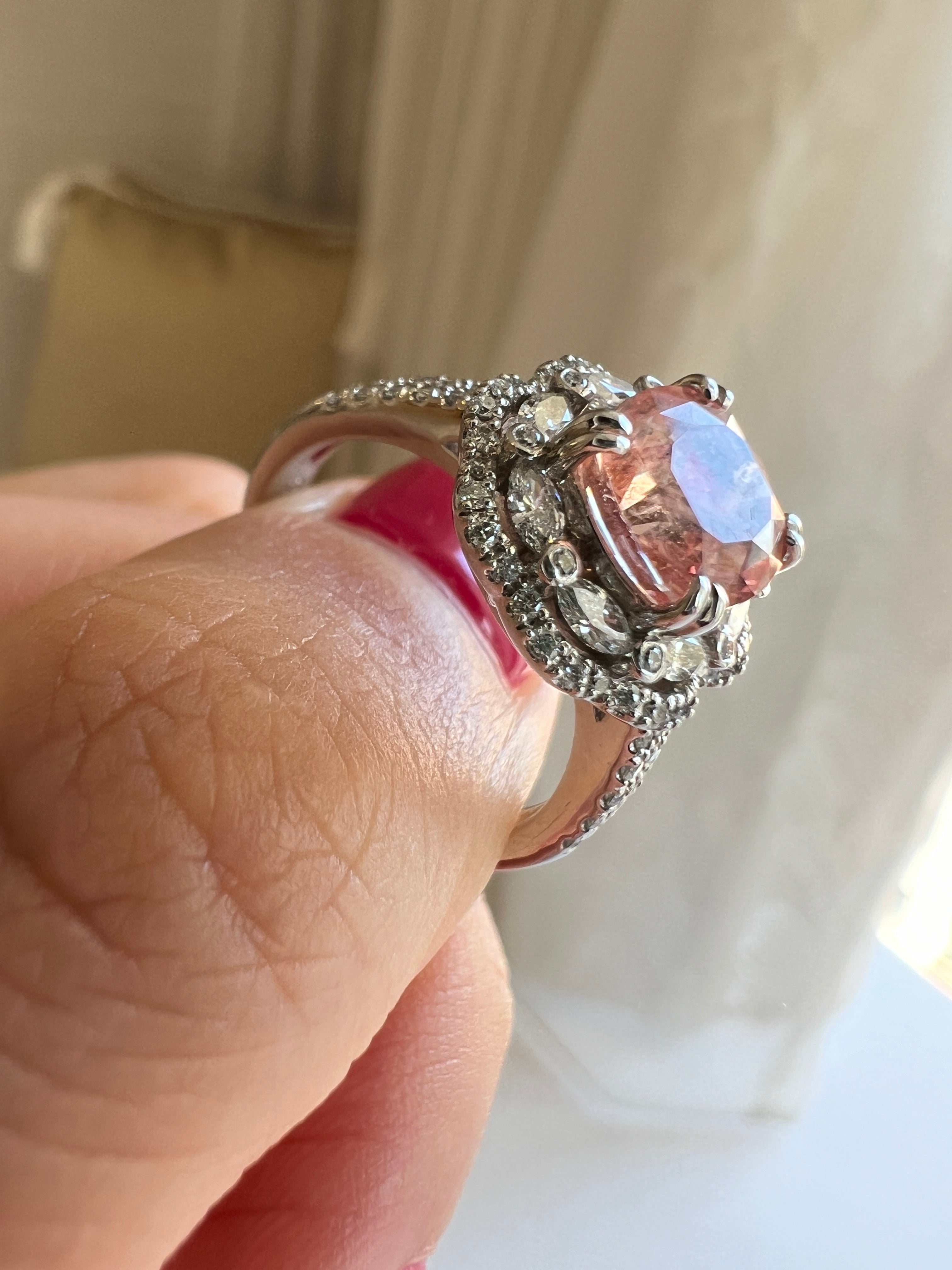 フルール パパラチア 超特品 中石2.57ct前後 SQ PT リング〜ノーヒートPINKISH ORANGE GRS(一点物)｜AYAKO SAKURAI（櫻井 彩子（サクライ アヤコ））公式通販サイト