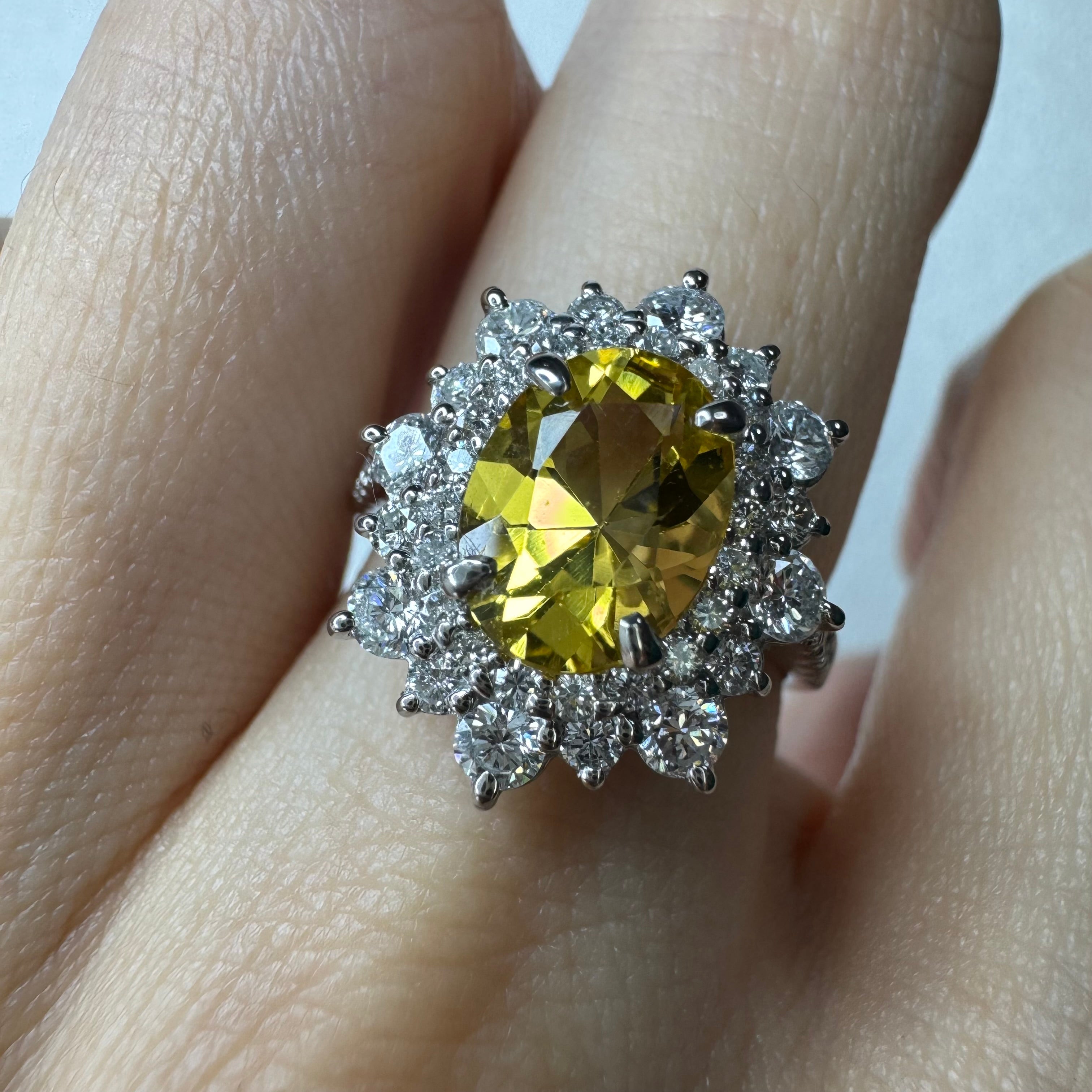 33［一点物］リング イエローベリル 1.8ct前後 OV PT