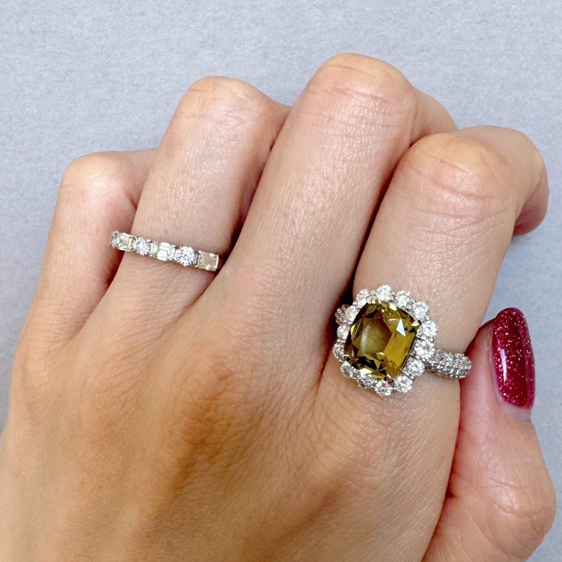 35［一点物］リング クリソベリル 中石4ct前後 SQ PT