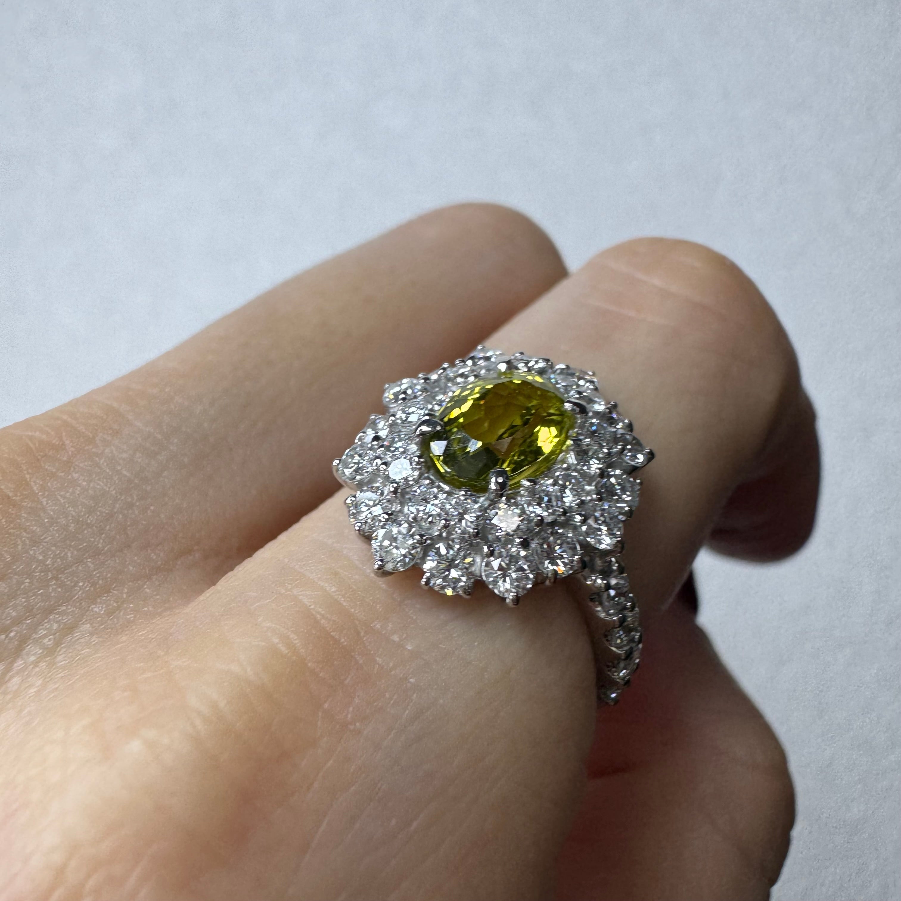 34.36.76.168［一点物］リング クリソベリル/トルマリン/クロムトルマリン 1ct UP OV PT