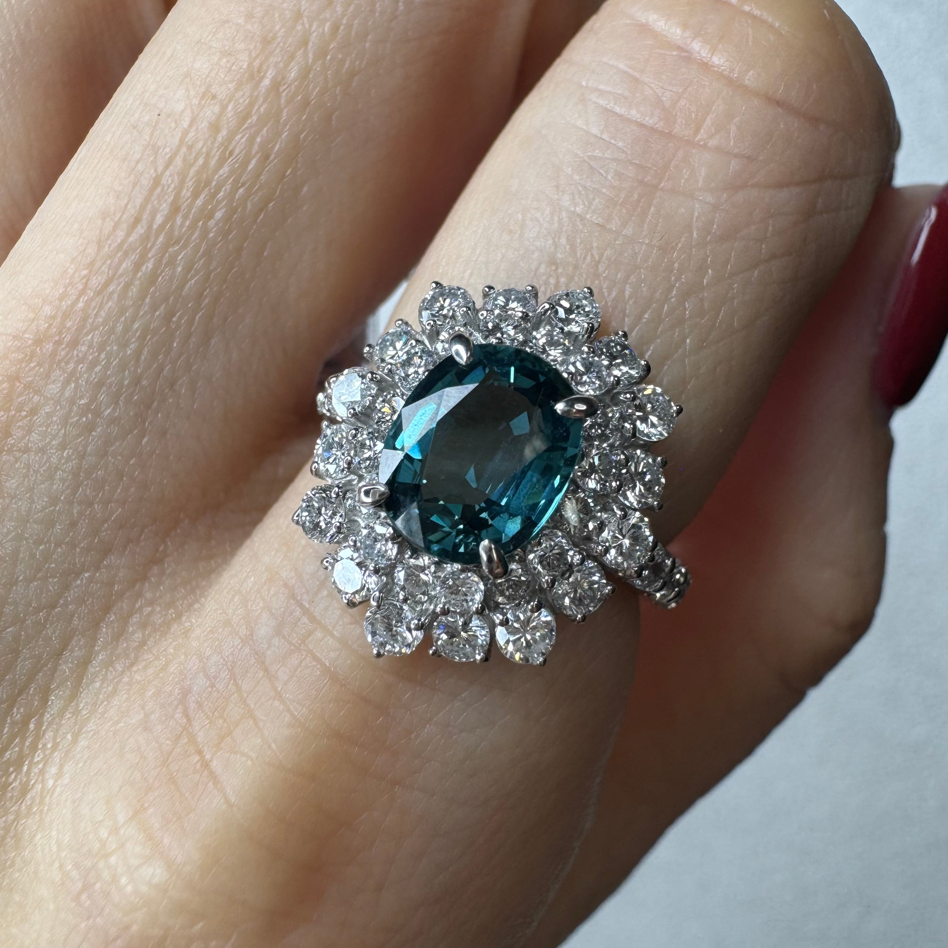 34.36.76.168［一点物］リング クリソベリル/トルマリン/クロムトルマリン 1ct UP OV PT