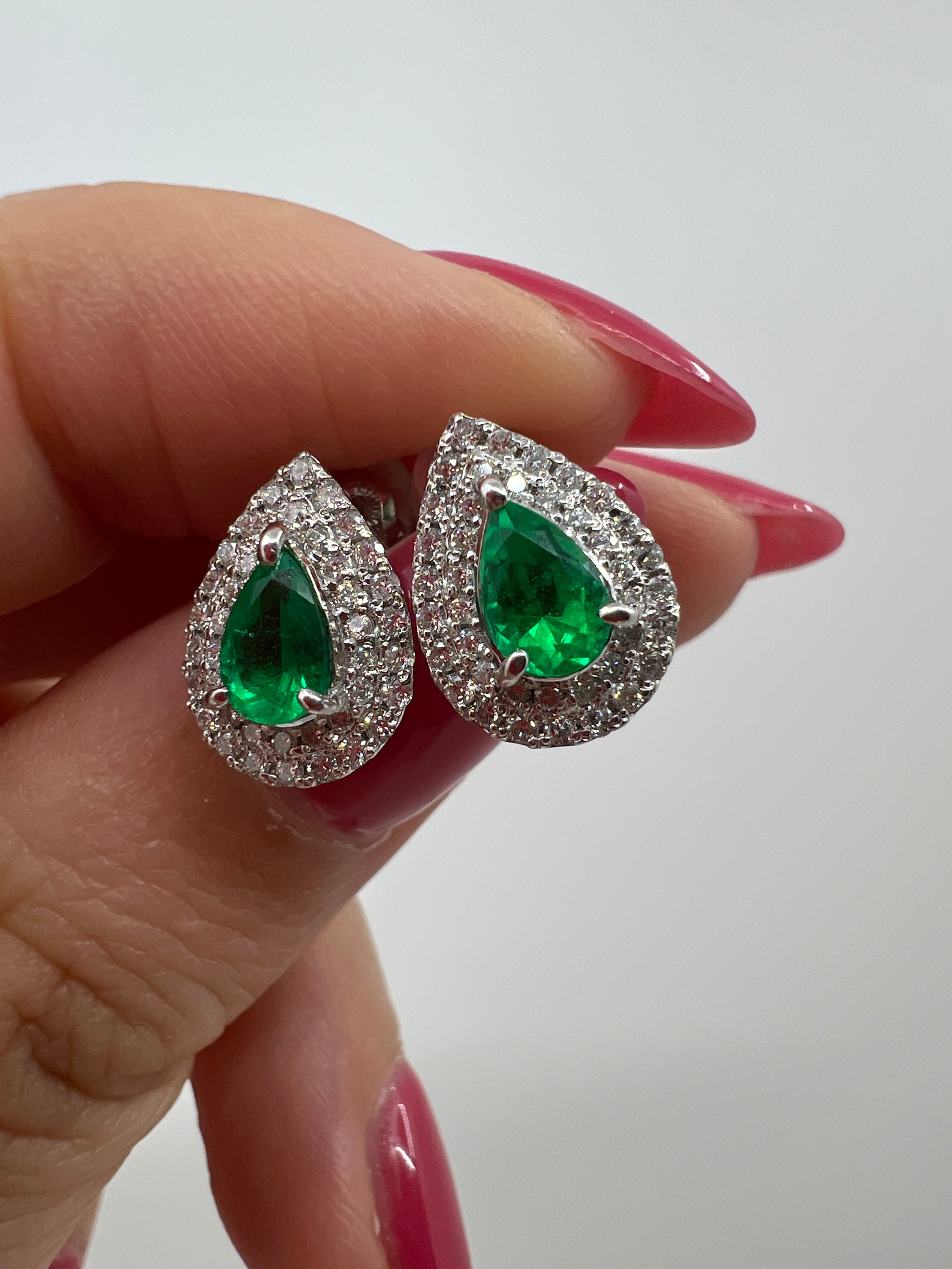 11［即納/一点物］ピアス エメラルド0.4ct前後×2 PS PT