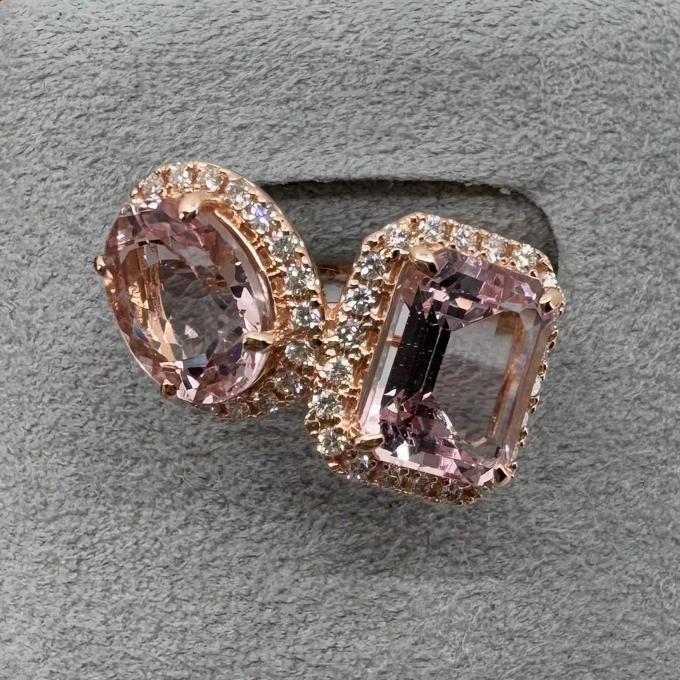 ［ベニエ］リング イエローサファイア 1.7ct OV/モルガナイト 1.9ct EM