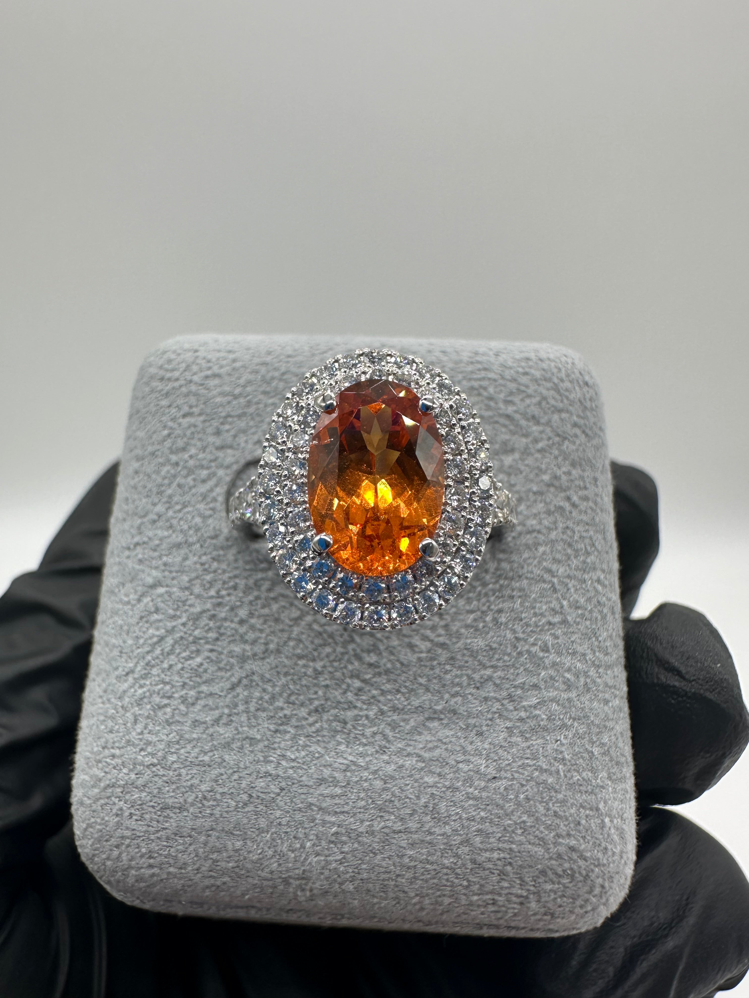 ［一点物] リング マンダリンガーネット 3.5ct前後 OV PT