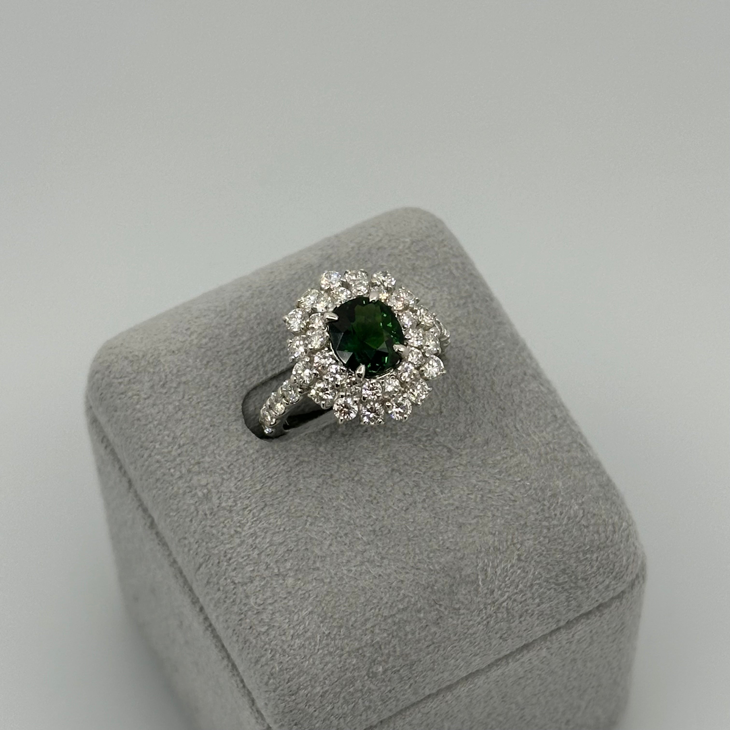 34.36.76.168［一点物］リング クリソベリル/トルマリン/クロムトルマリン 1ct UP OV PT