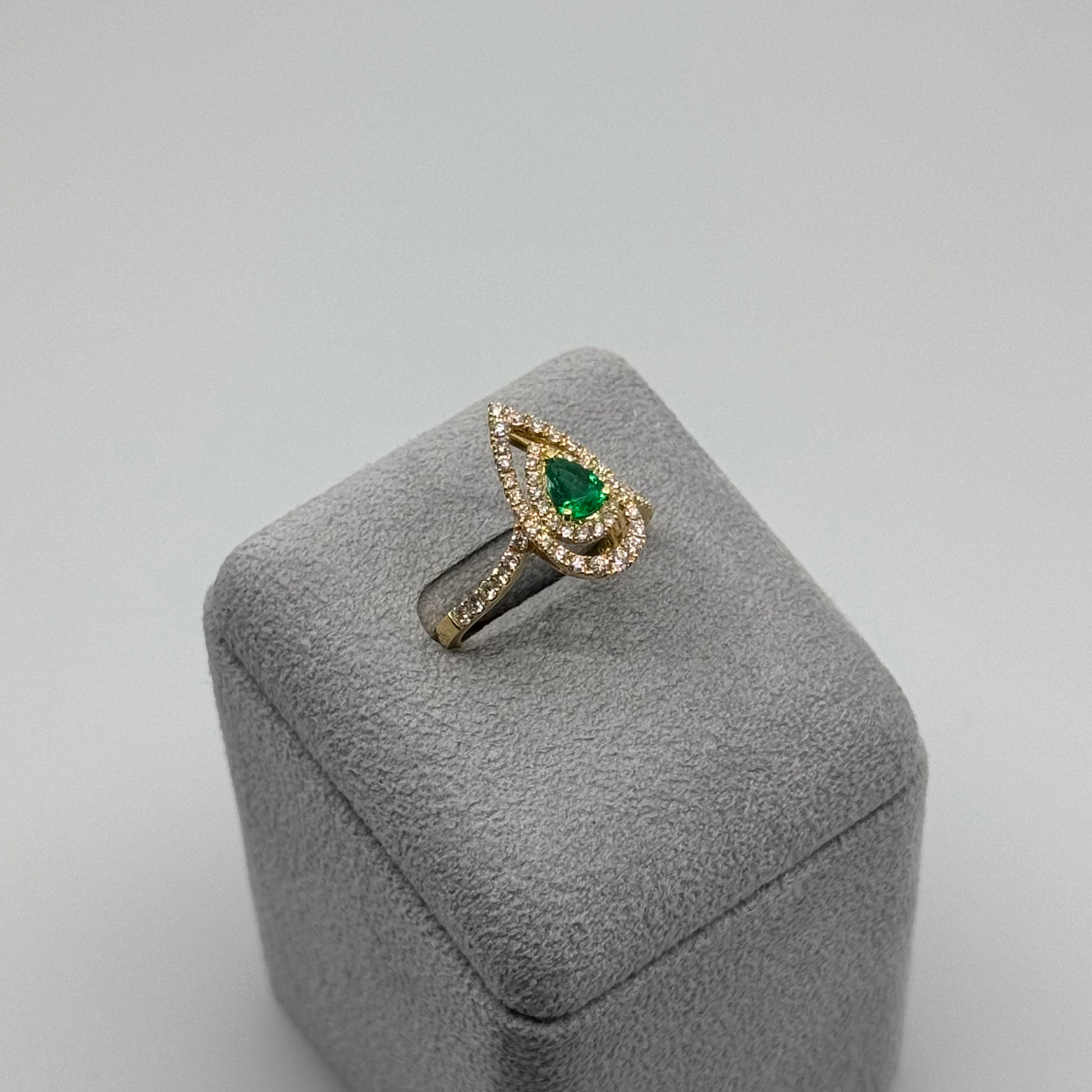 17［一点物/ブランシェ］リング エメラルド 0.37ct PS K18YG