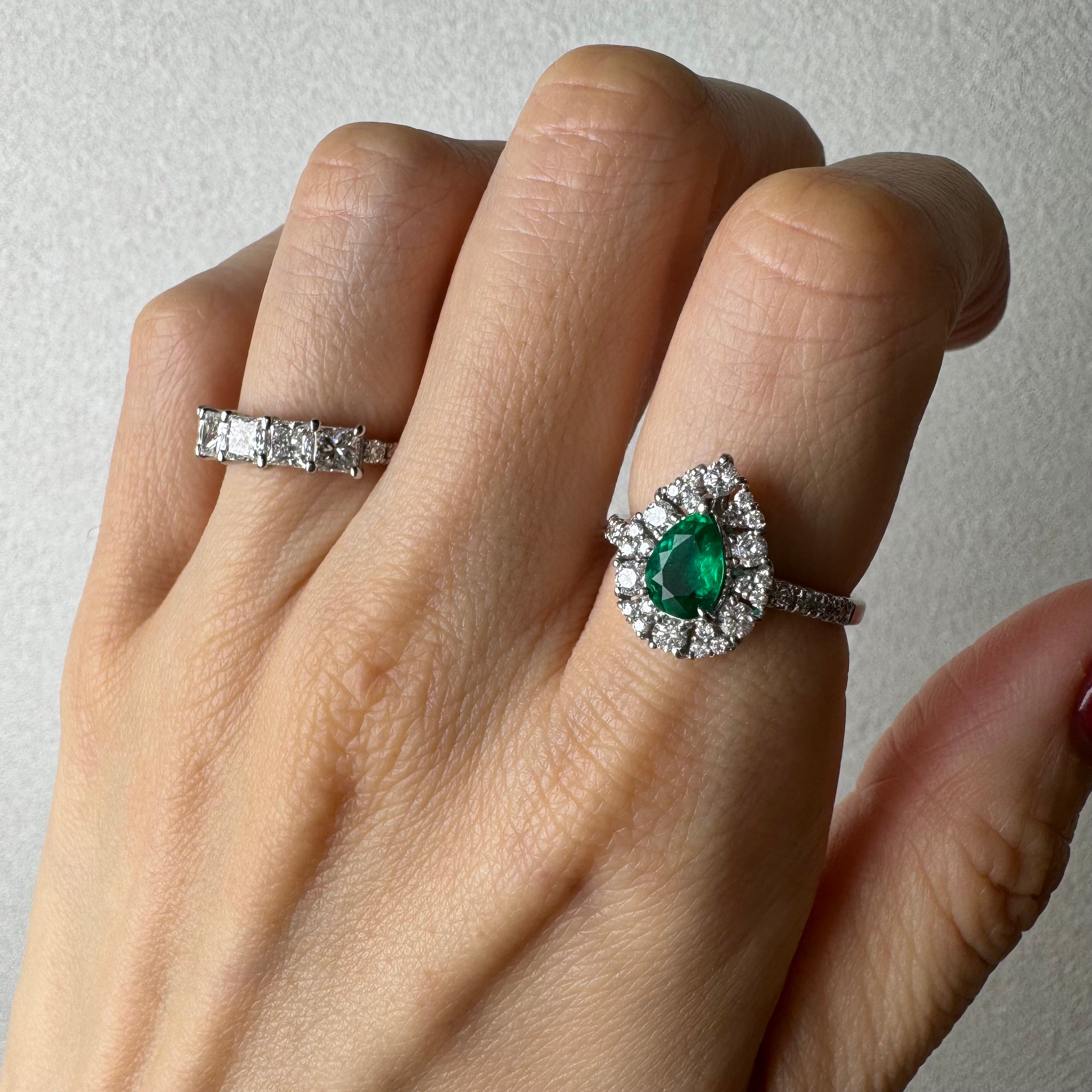 47［一点物/セレーネ］リング エメラルド 0.6ct前後 PS PT