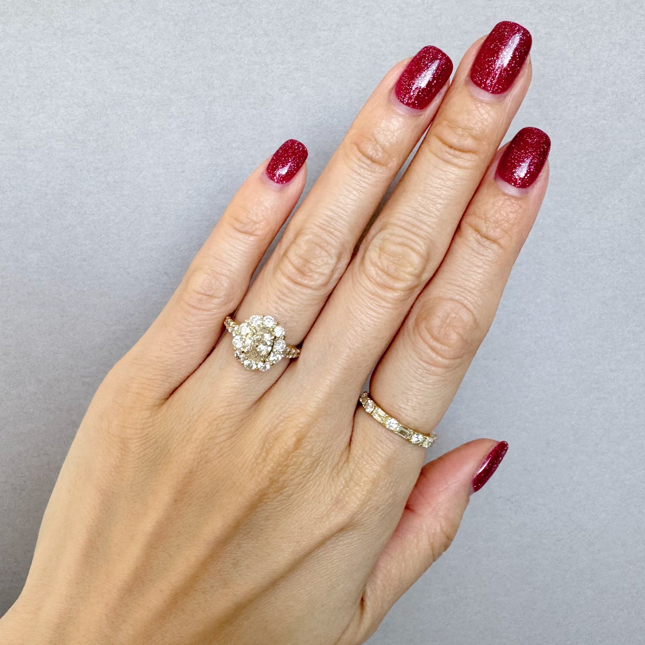 22［一点物］リング ダイヤ 1ct OV K18YG