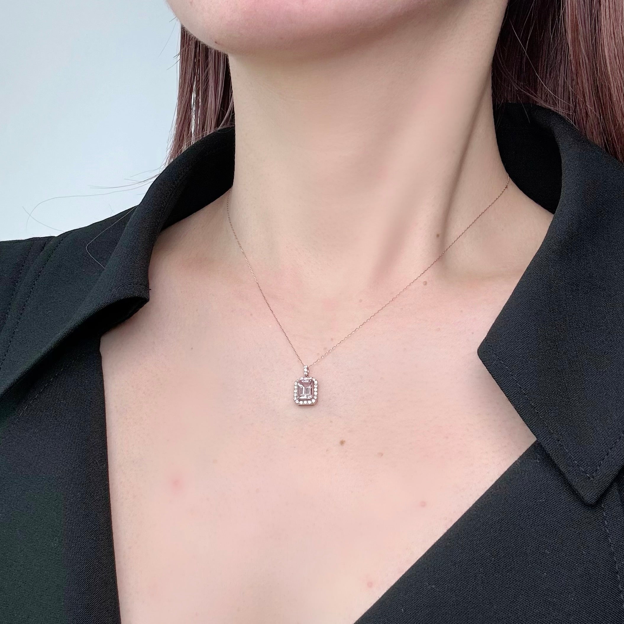 501［一点物］ネックレス モルガナイト 0.7ct SQ K18PG