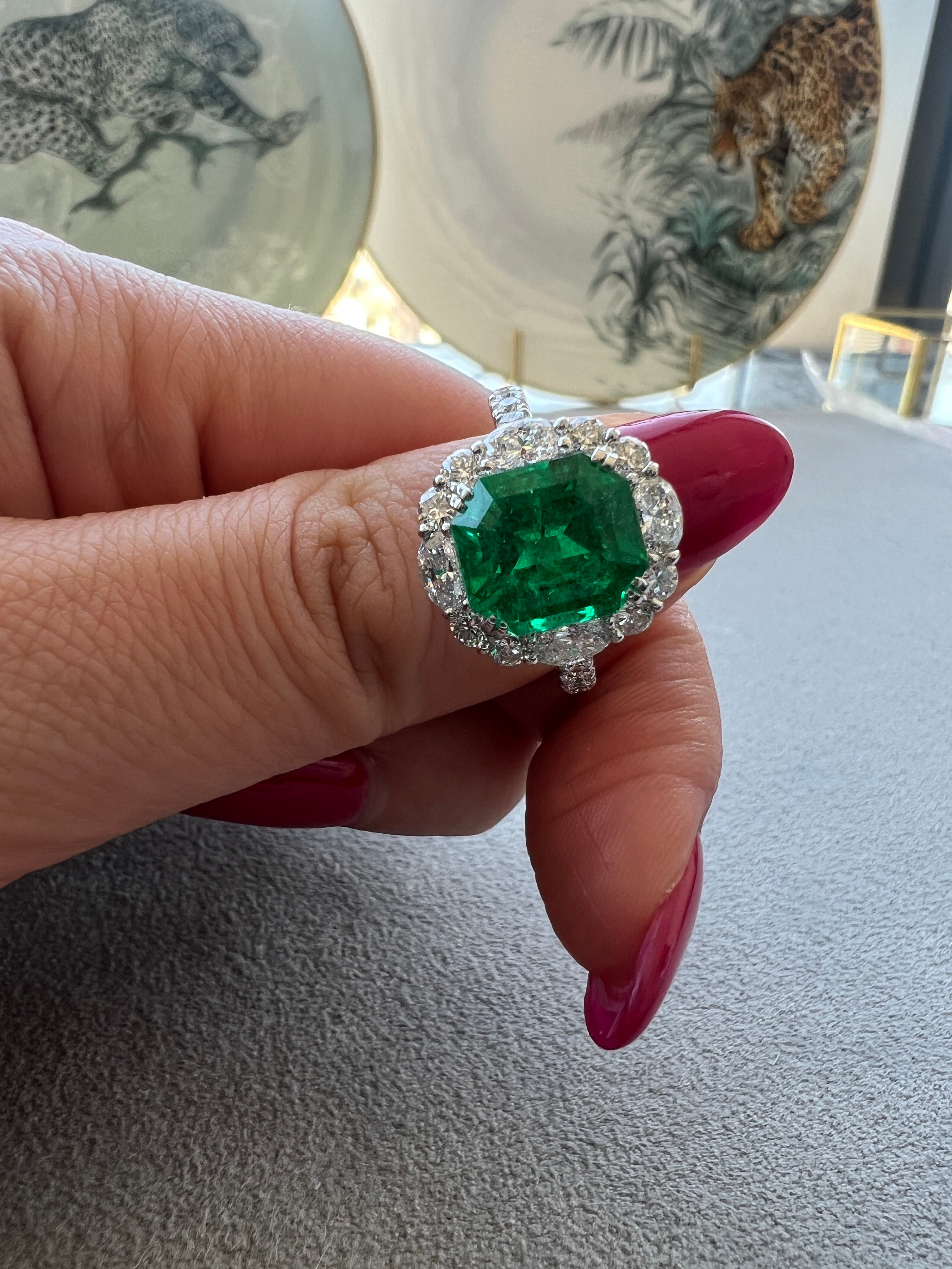 72-ハイジュエリー 特品 色濃い エメラルドリング EM3.4ct前後 SQ PT〜 MUZO GREEN GRS｜AYAKO SAKURAI（櫻井 彩子（サクライ アヤコ））公式通販サイト