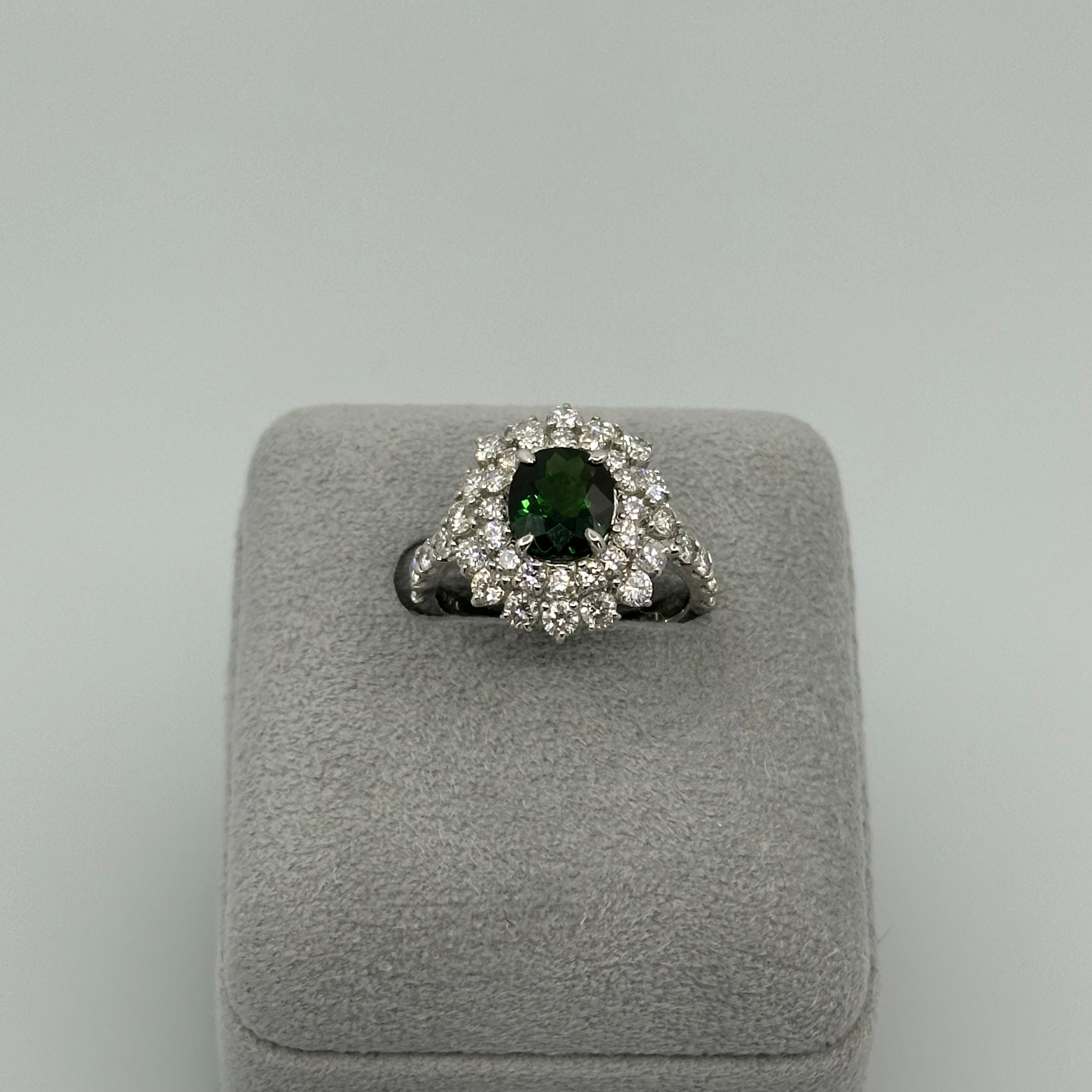 34.36.76.168［一点物］リング クリソベリル/トルマリン/クロムトルマリン 1ct UP OV PT