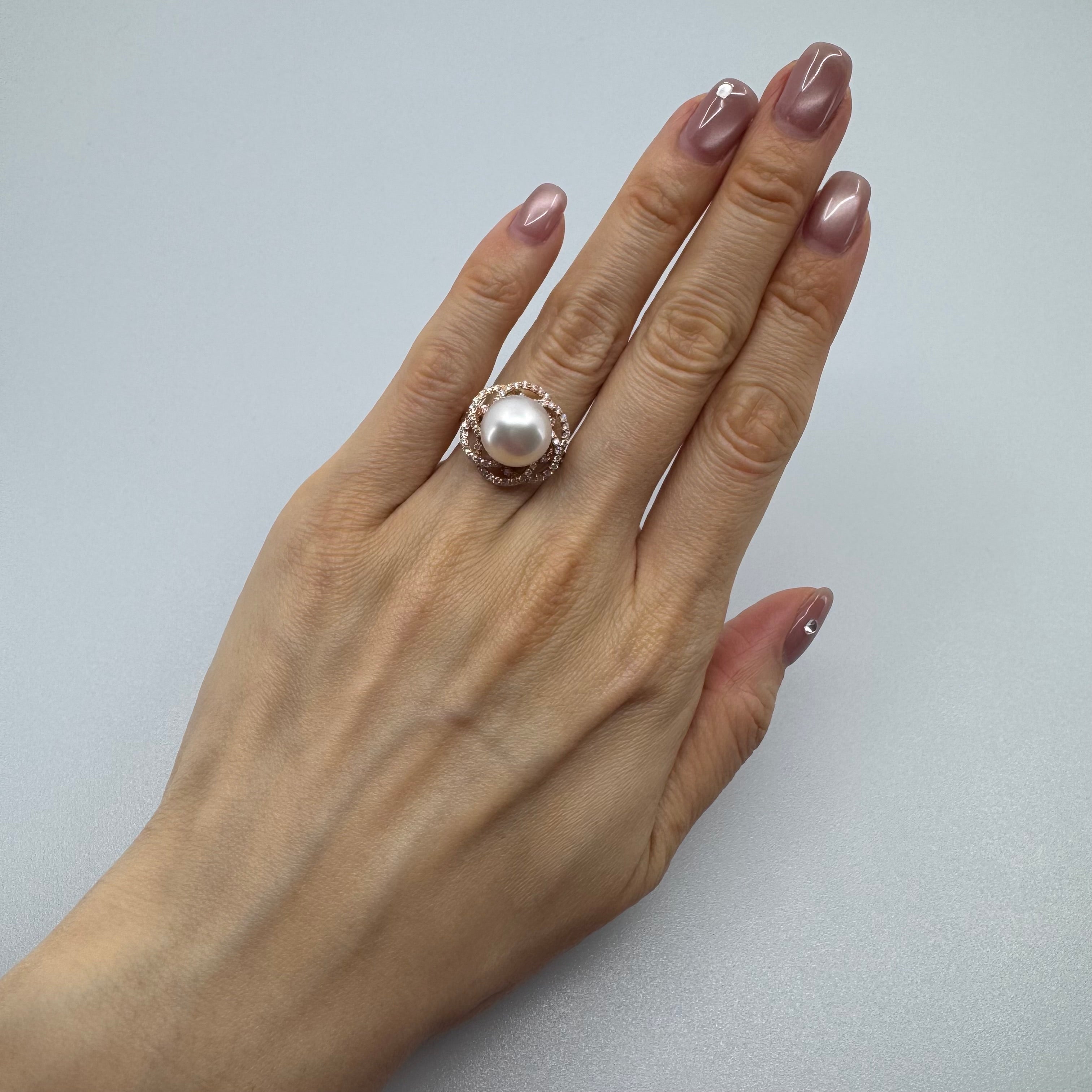 ［白椿］リング 南洋真珠11mm